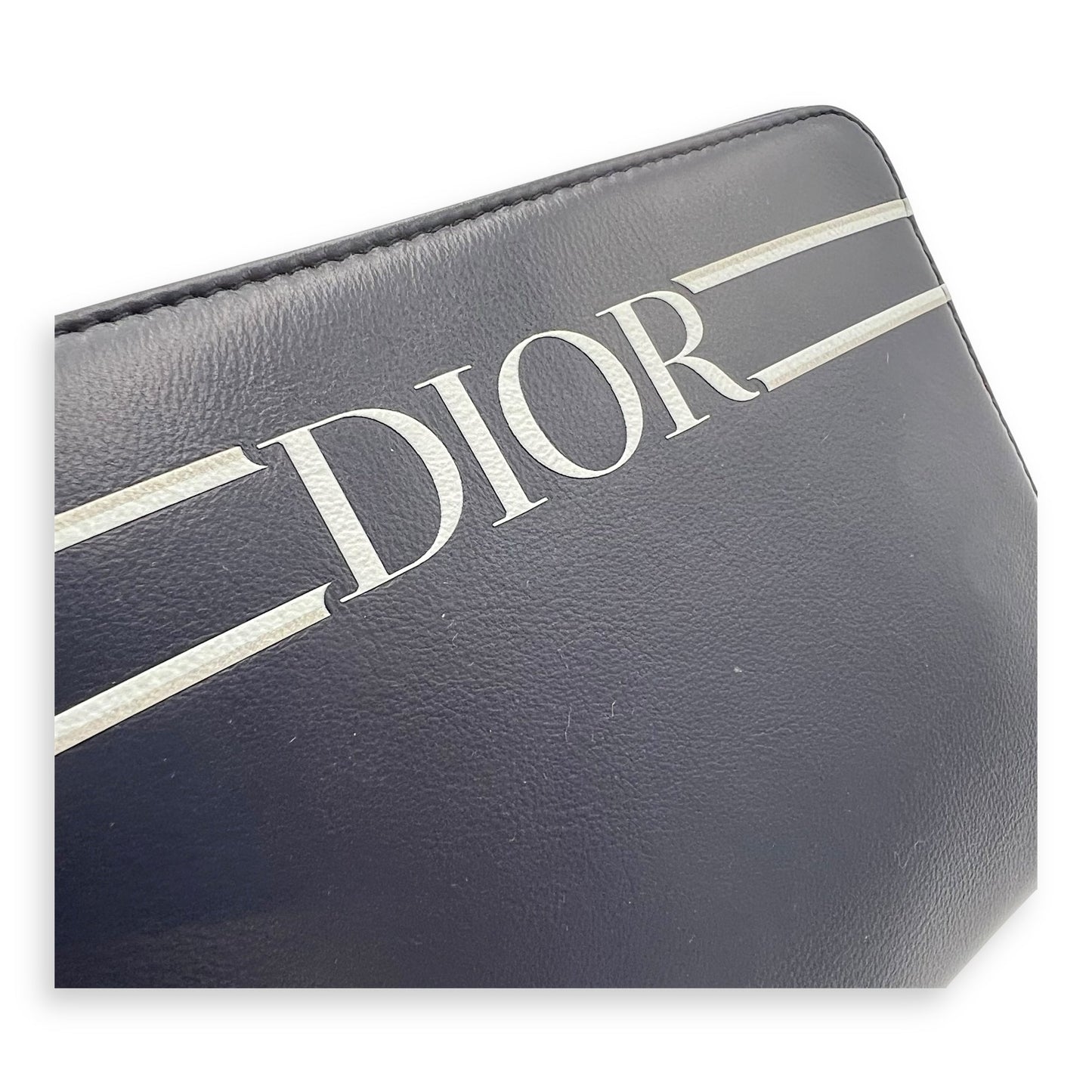 x Descente Double Zip Blue Crossbody Bag in Calfskin, Silver hardware