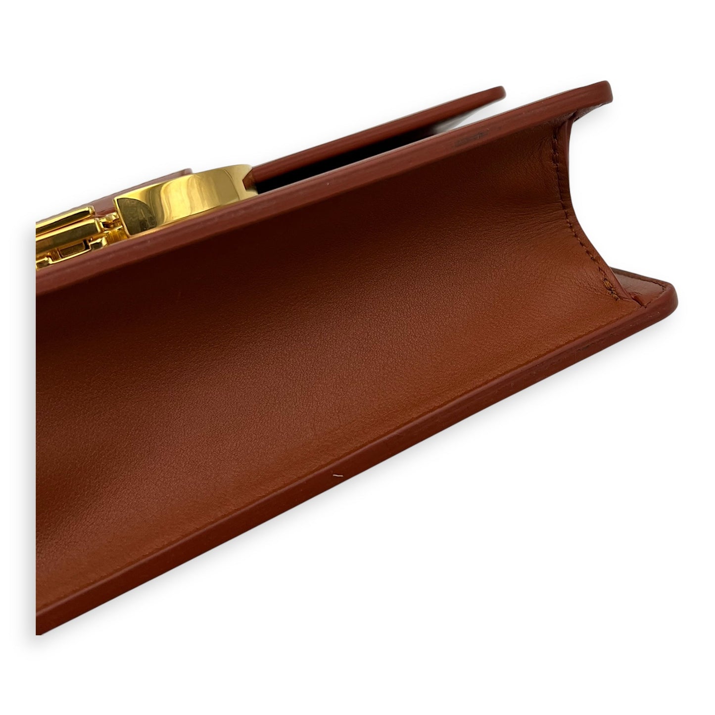 30 Montaigne Medium Brown Shoulder Bag in Calfskin, Gold hardware