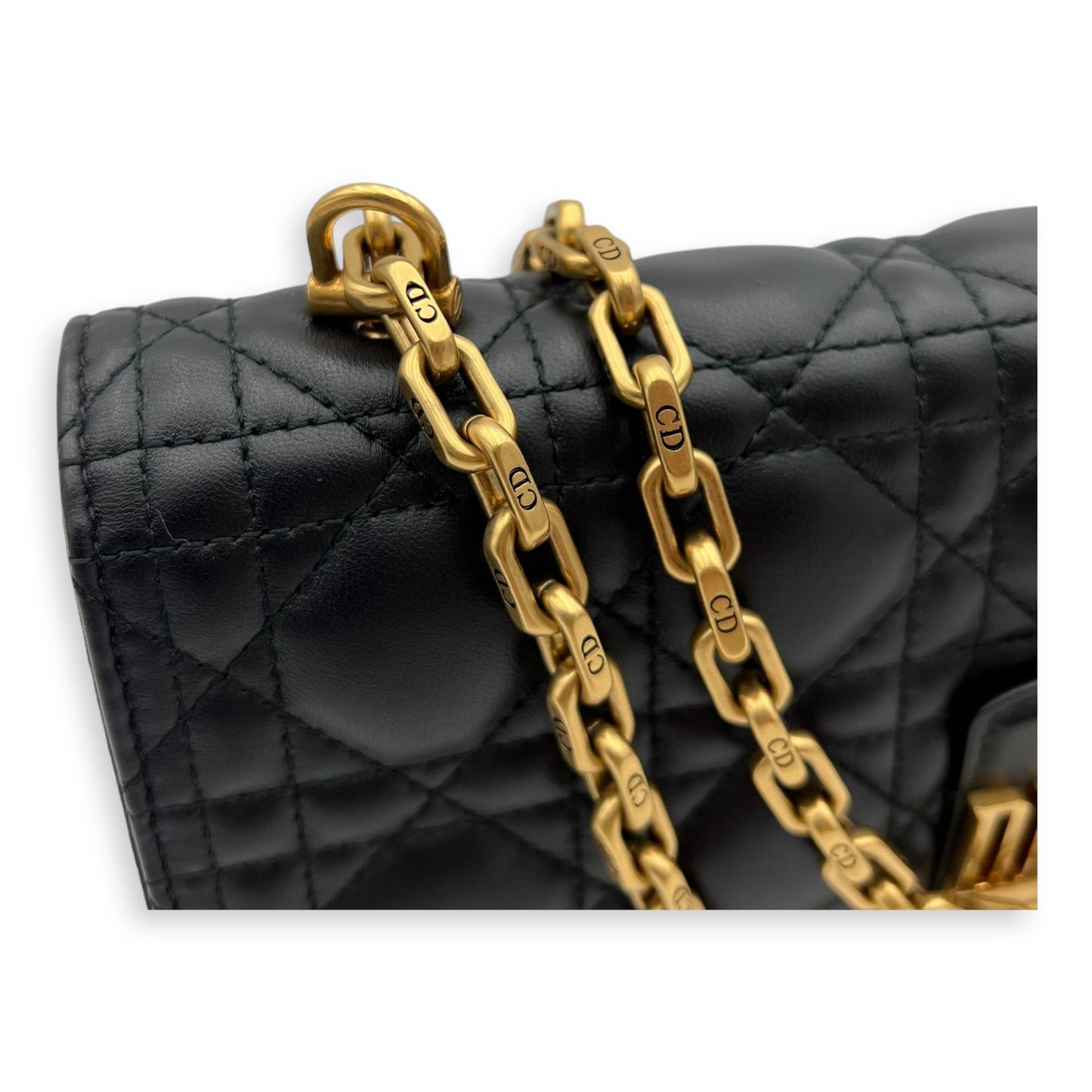 DiorAddict Shoulder Bag Black in Calfskin, Gold hardware