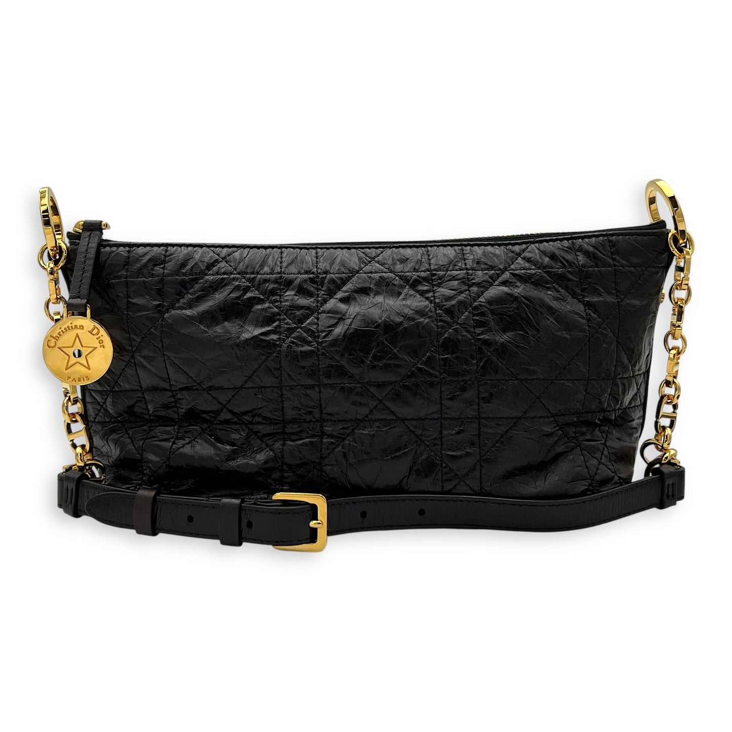 Hobostar Shoulder Bag Black in Calfskin, Gold hardware