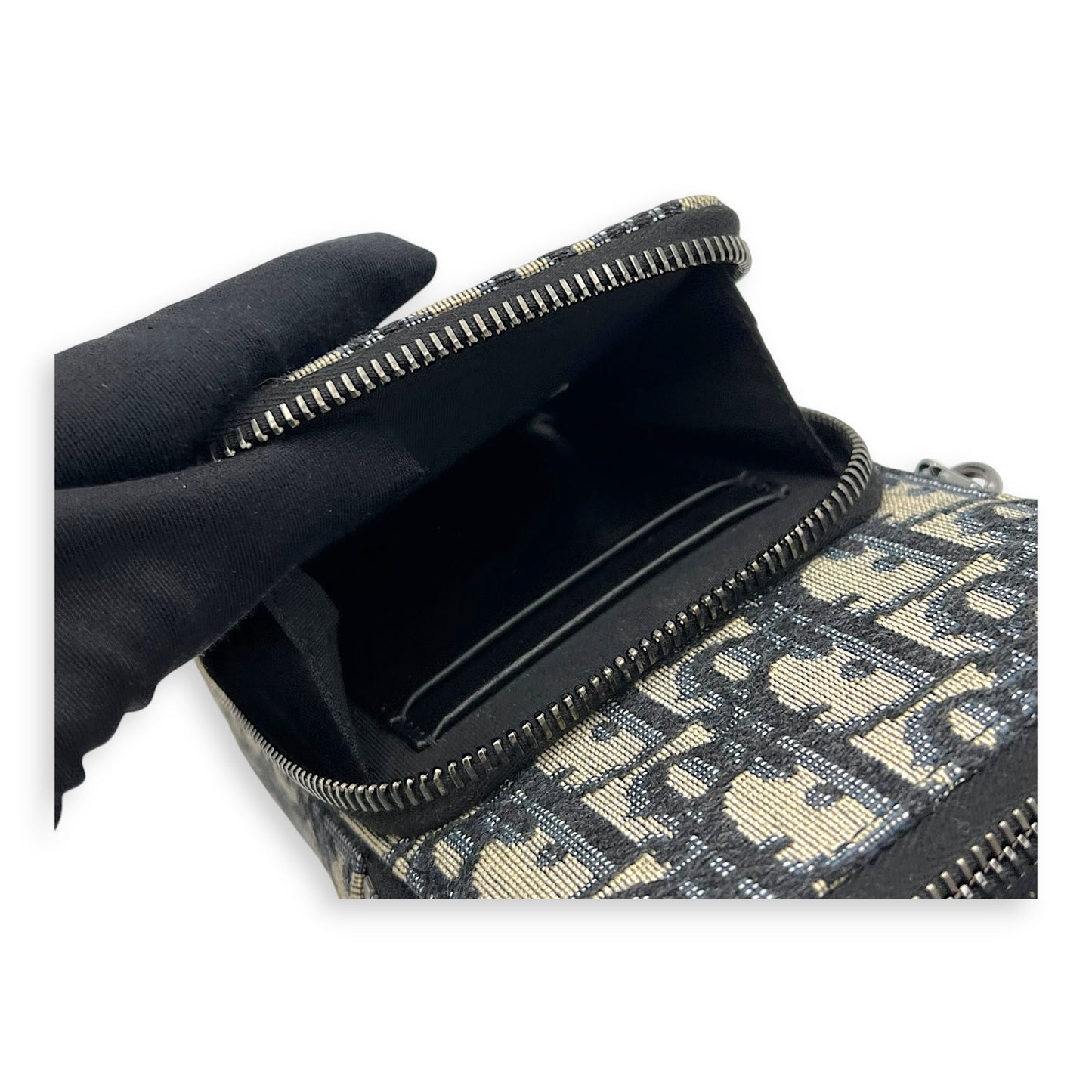 Oblique Rider Blue Crossbody Bag in Jacquard, Silver hardware