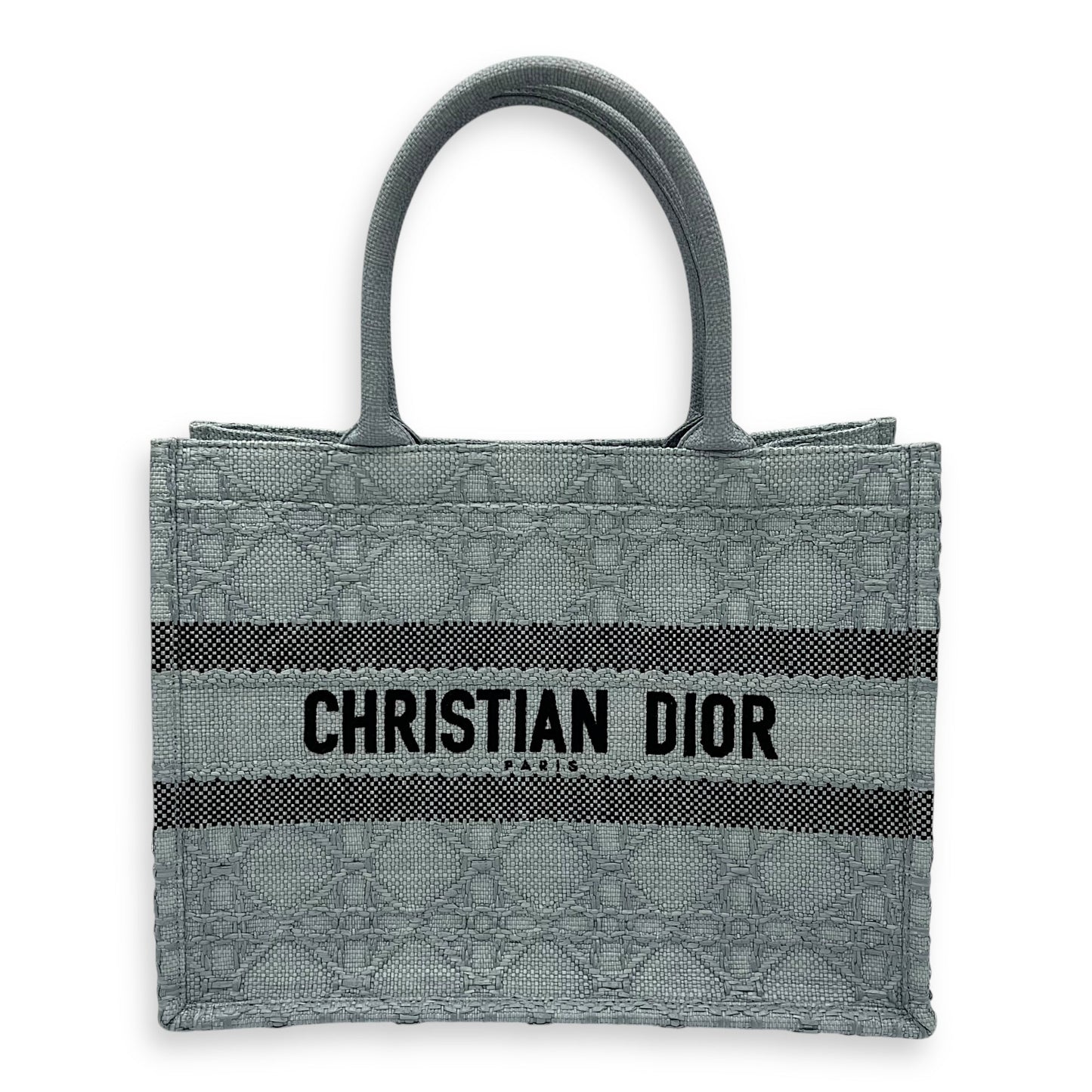 Book Tote Medium Blue Top Handle Bag in Raffia
