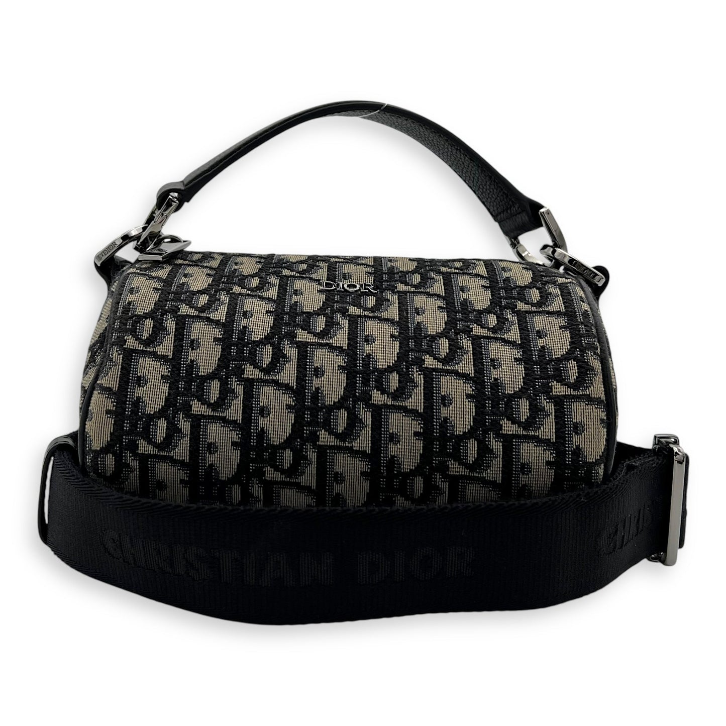 Roller Crossbody Bag Blue in Jacquard, Silver hardware