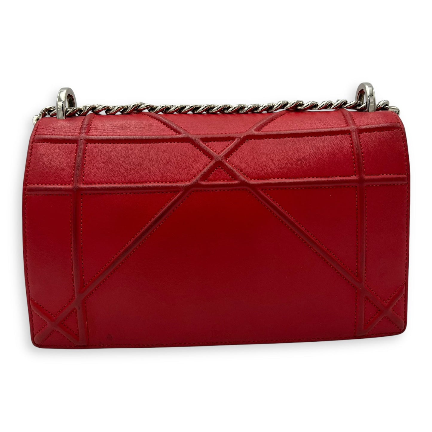 Diorama Red Crossbody Bag in Lambskin, Silver hardware