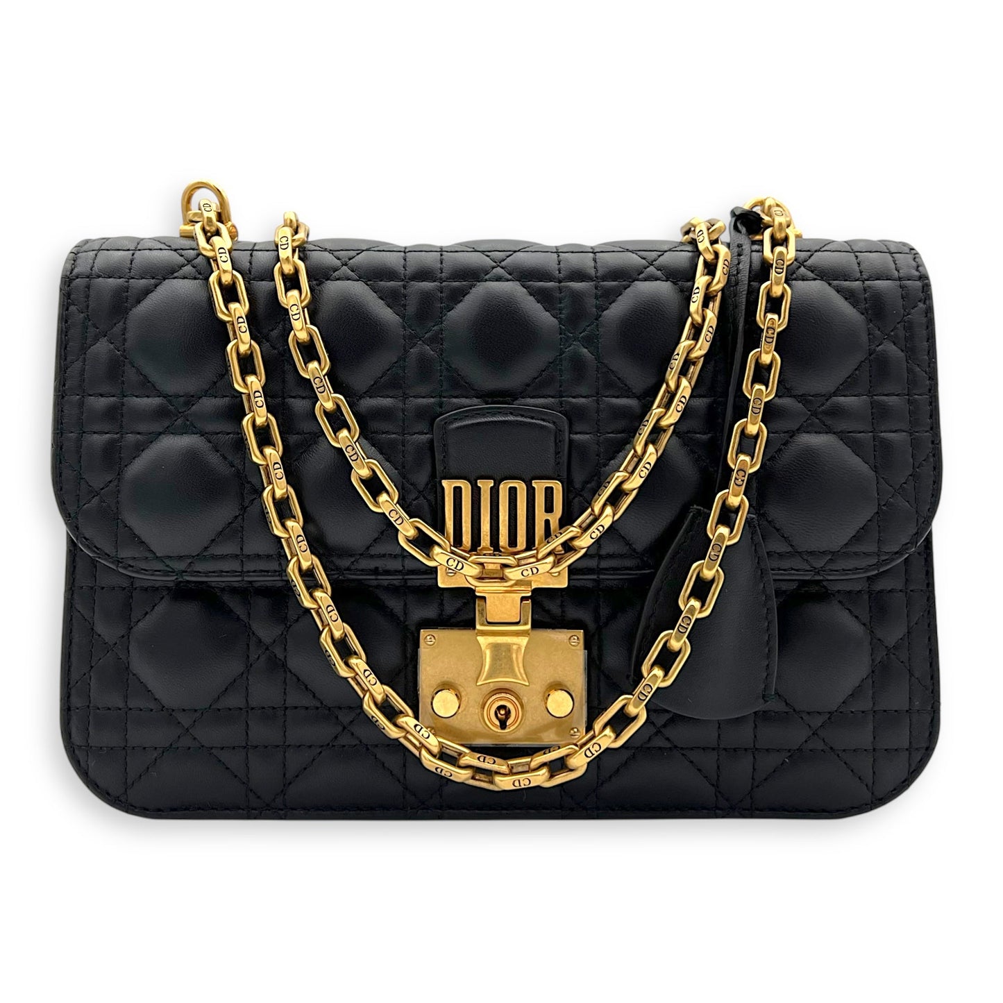 DiorAddict Shoulder Bag Black in Calfskin, Gold hardware