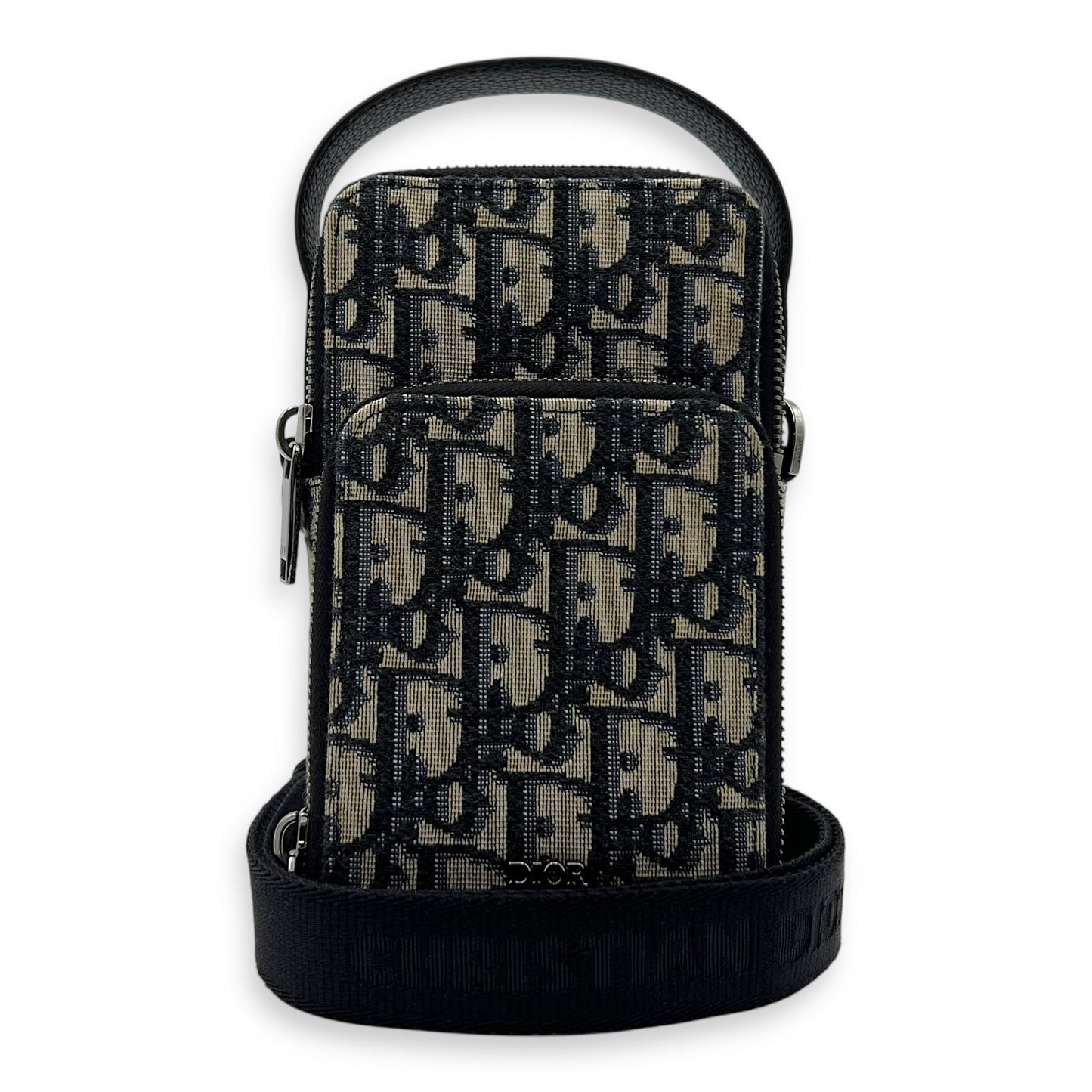 Oblique Rider Blue Crossbody Bag in Jacquard, Silver hardware