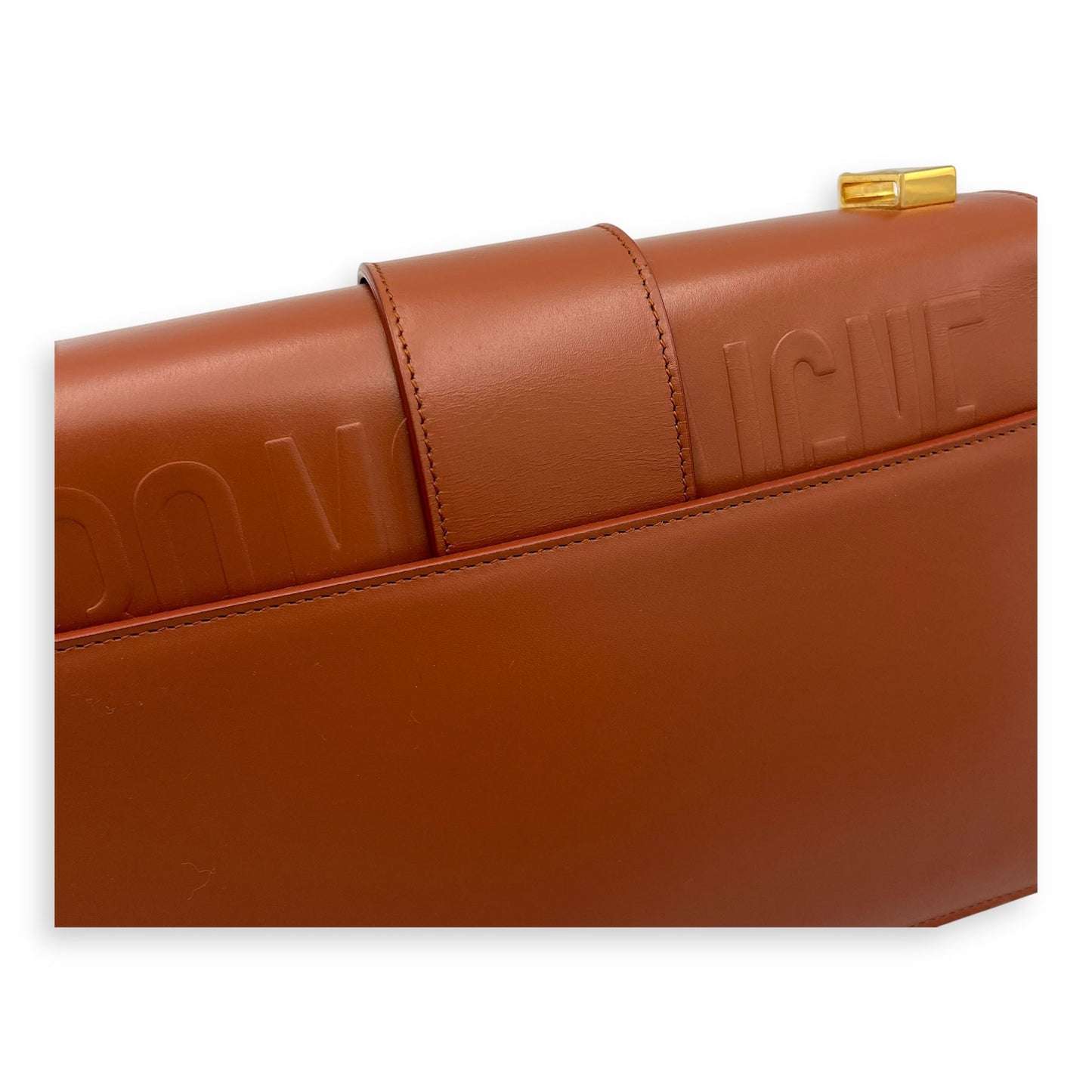30 Montaigne Medium Brown Shoulder Bag in Calfskin, Gold hardware