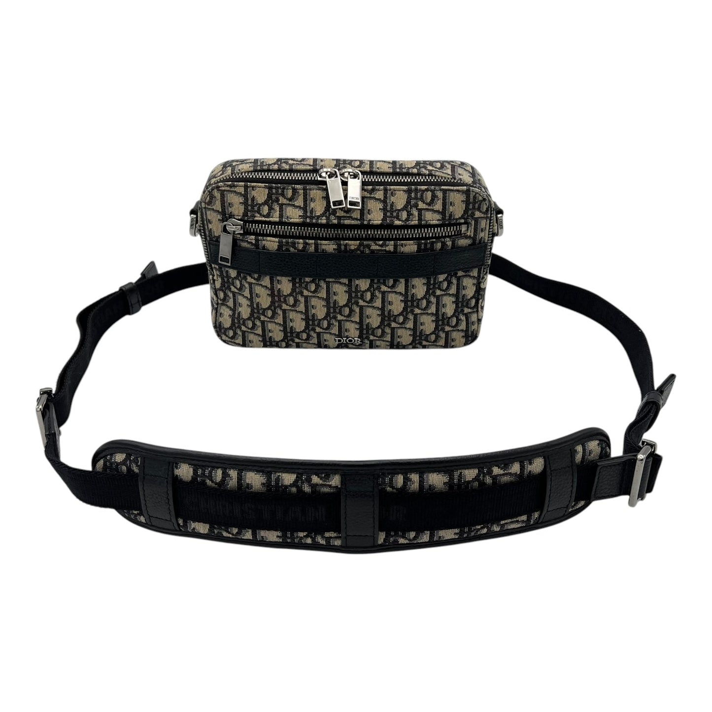 Safari Crossbody Bag Blue in Jacquard, Silver hardware