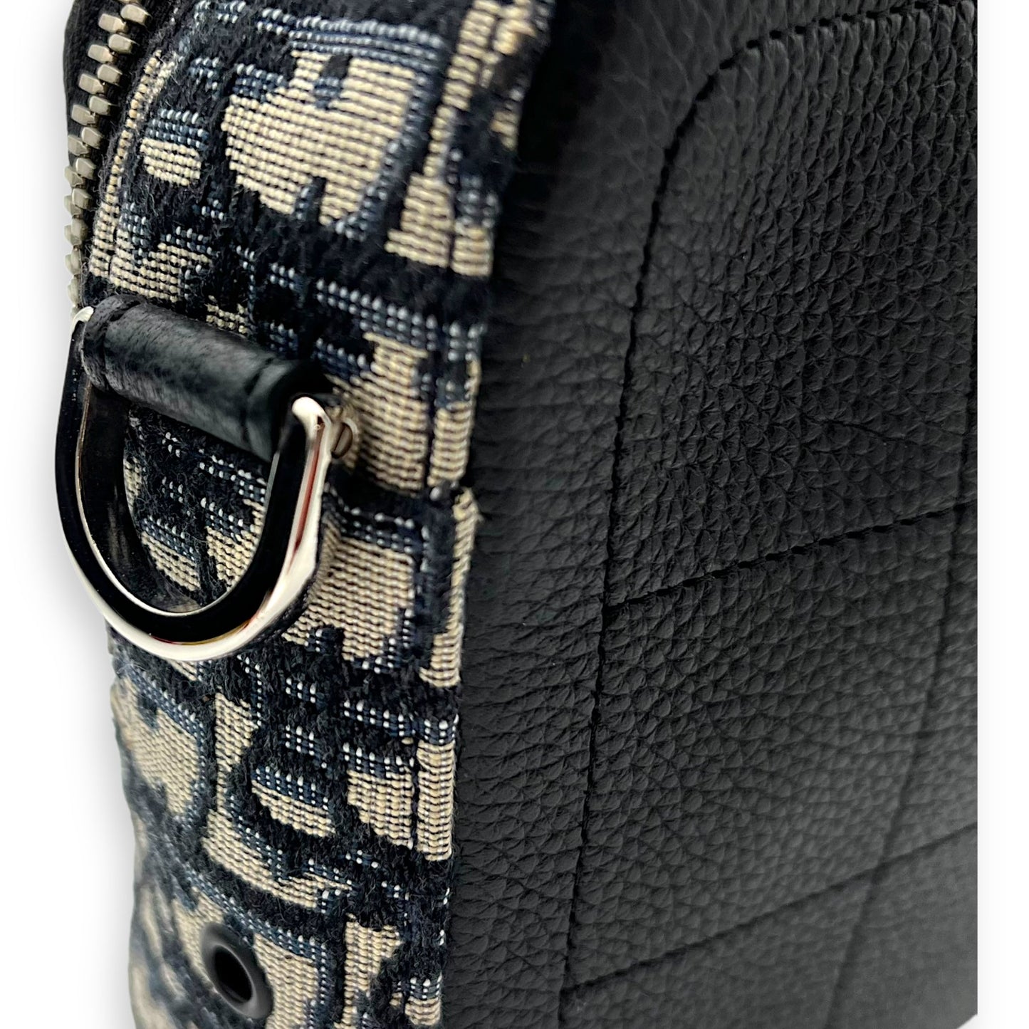 Safari Crossbody Bag Blue in Jacquard, Silver hardware