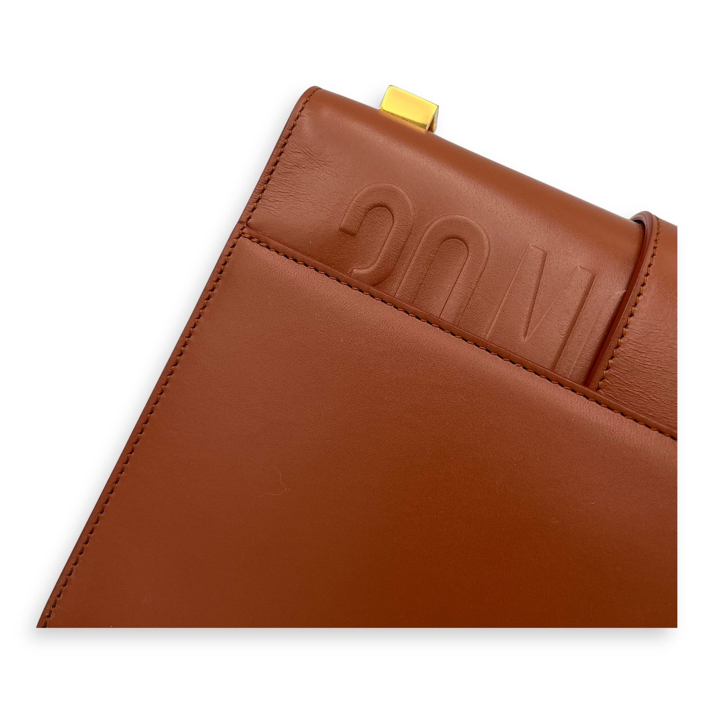 30 Montaigne Medium Brown Shoulder Bag in Calfskin, Gold hardware