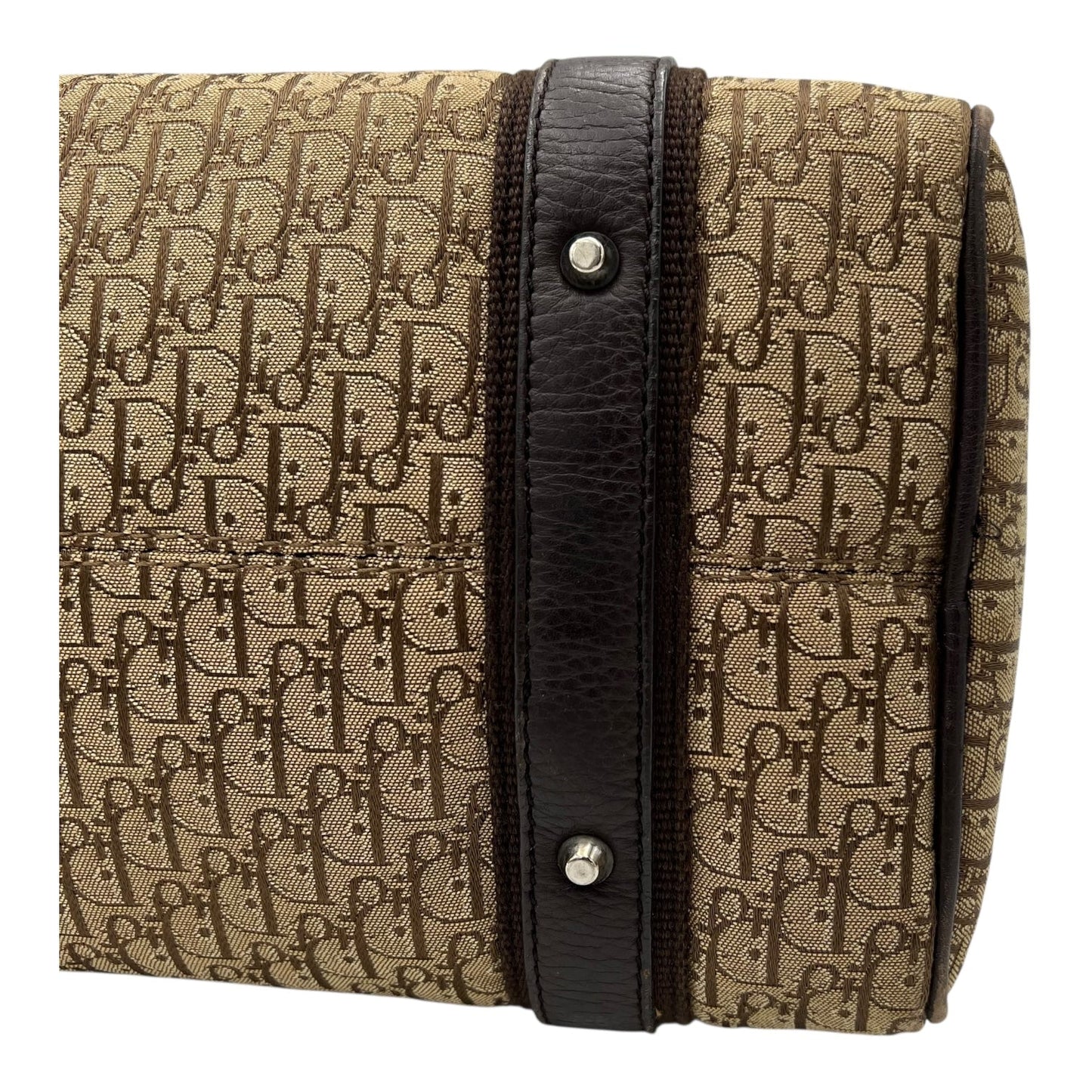 Trotteur Shoulder Bag Brown in Canvas, Silver hardware