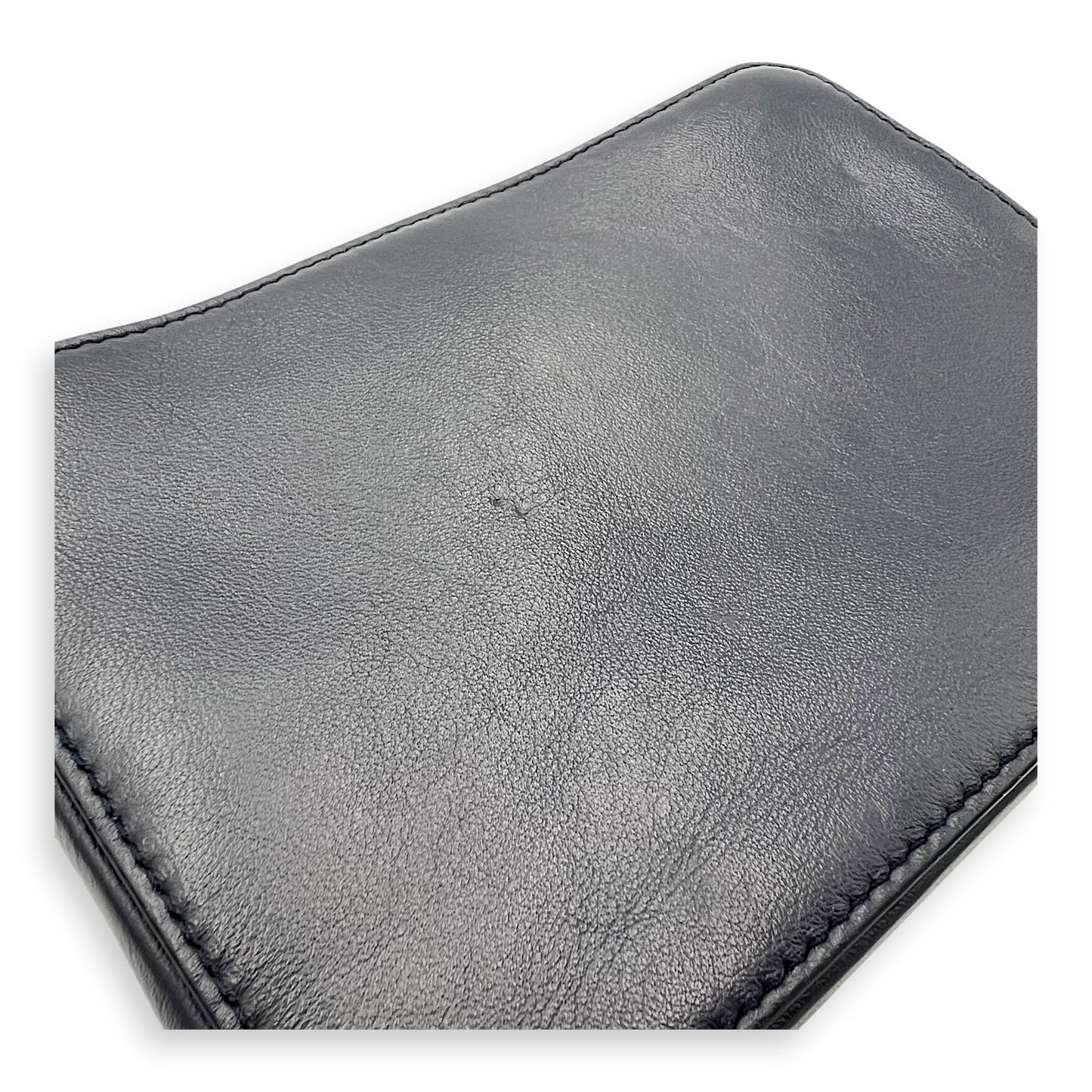 x Descente Double Zip Blue Crossbody Bag in Calfskin, Silver hardware
