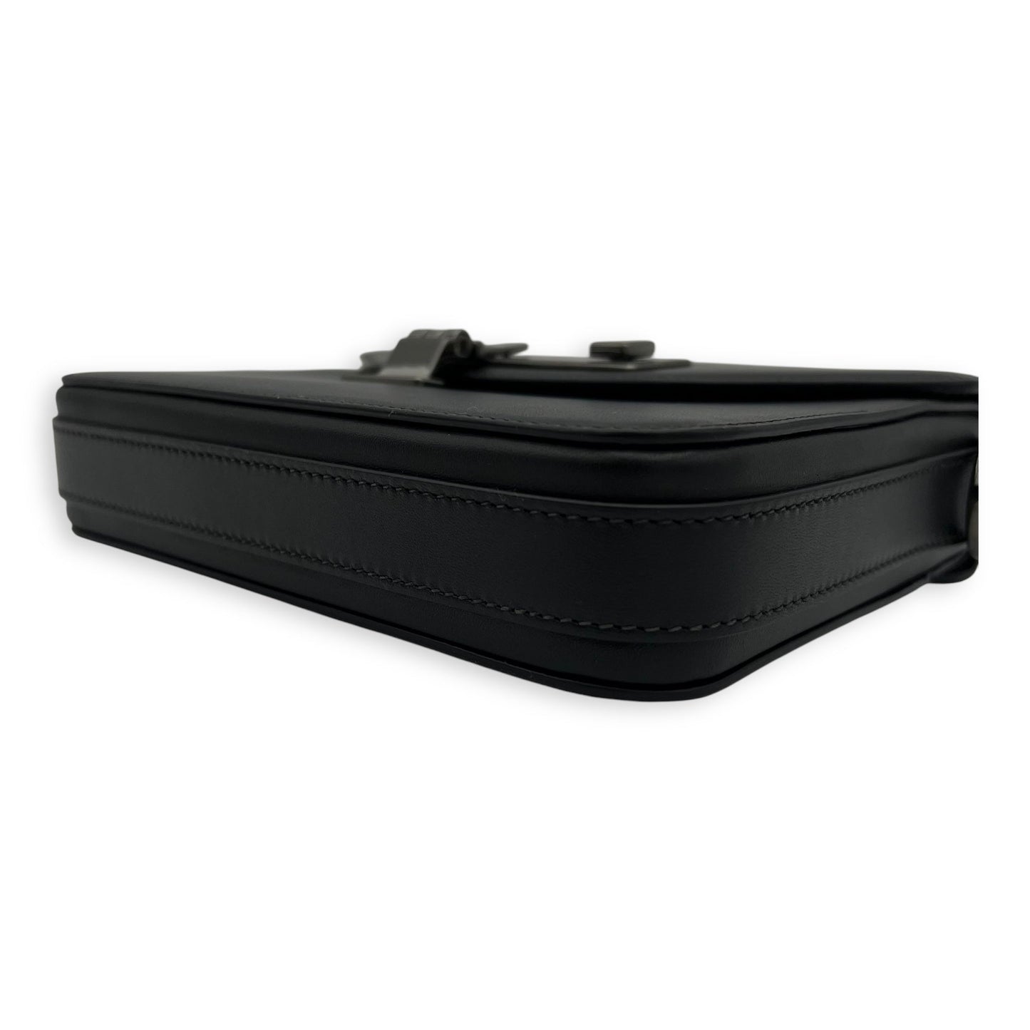 Lock Shoulder Bag Black in Calfskin, Silver hardware