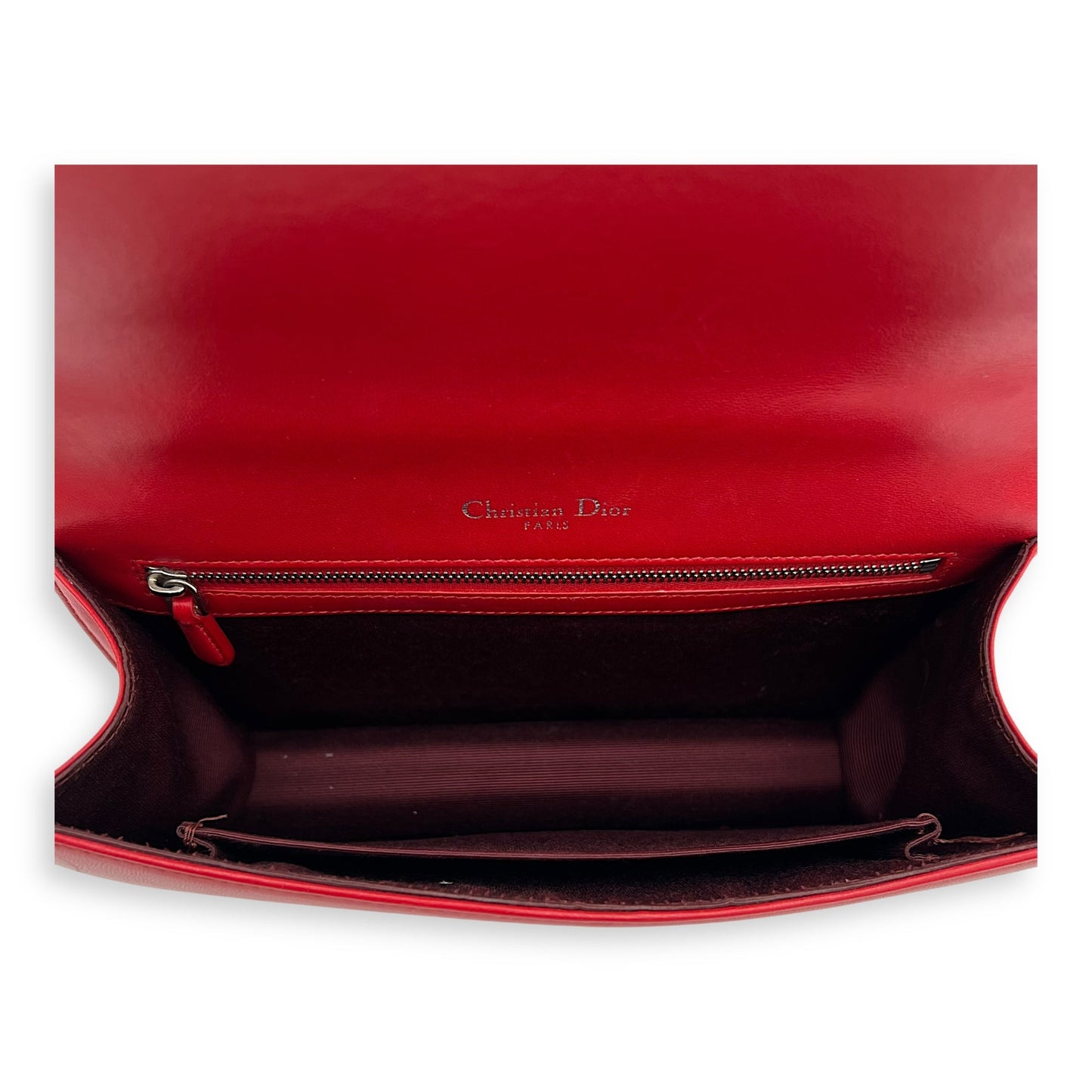 Diorama Red Crossbody Bag in Lambskin, Silver hardware