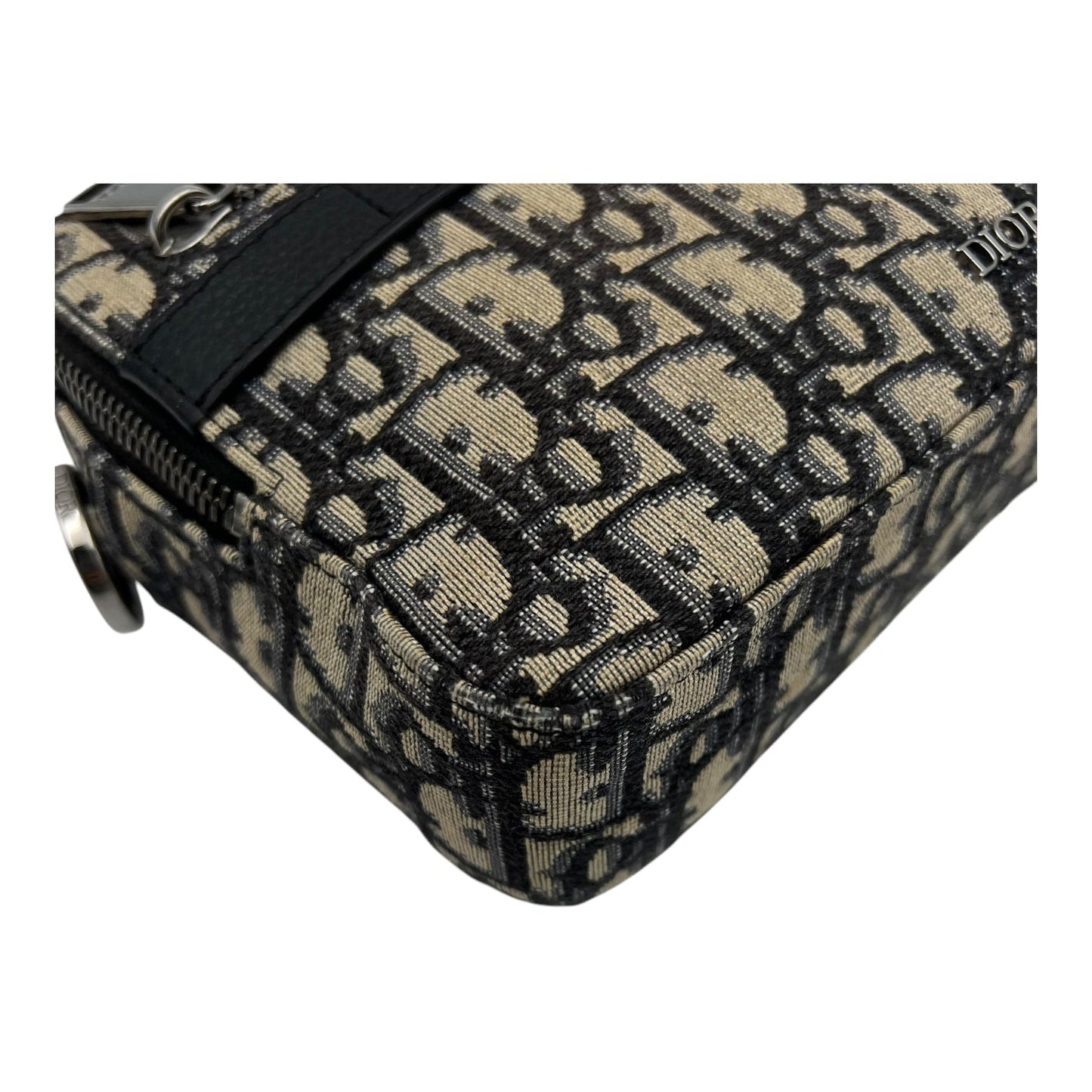 Safari Crossbody Bag Blue in Jacquard, Silver hardware