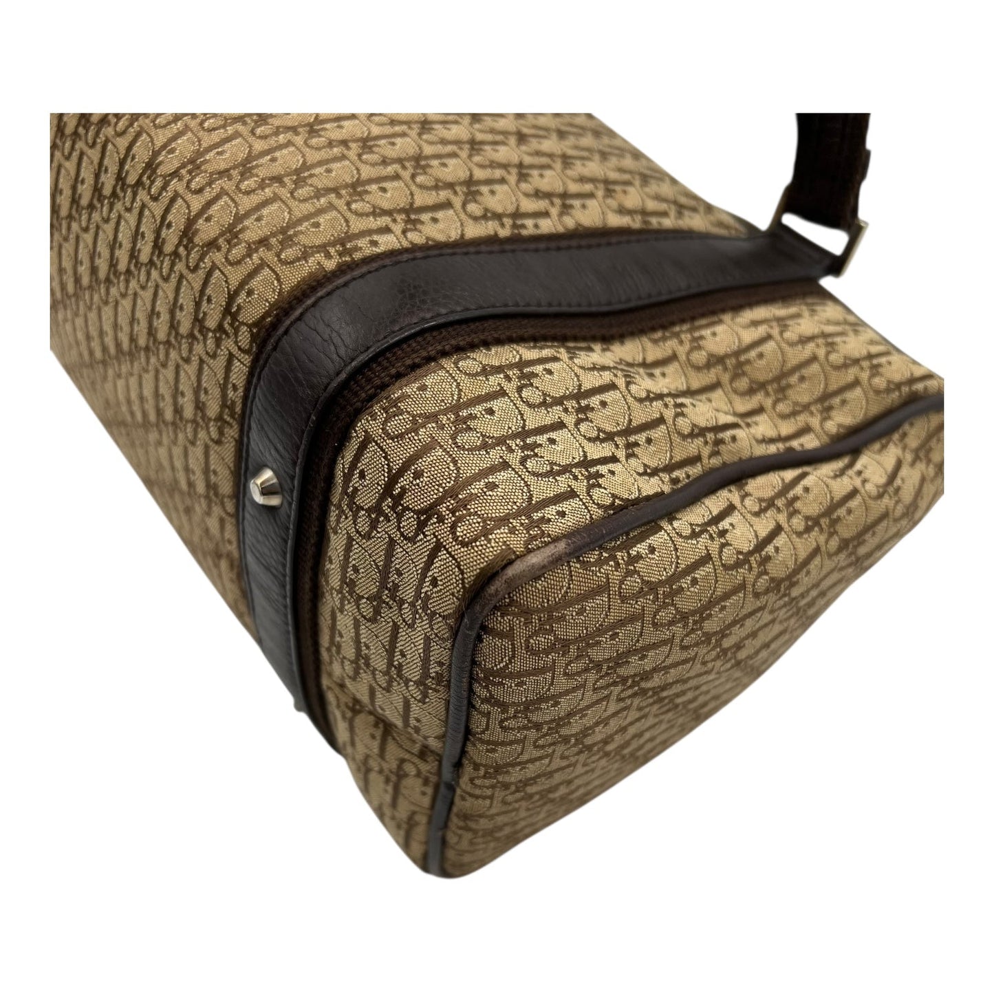 Trotteur Shoulder Bag Brown in Canvas, Silver hardware
