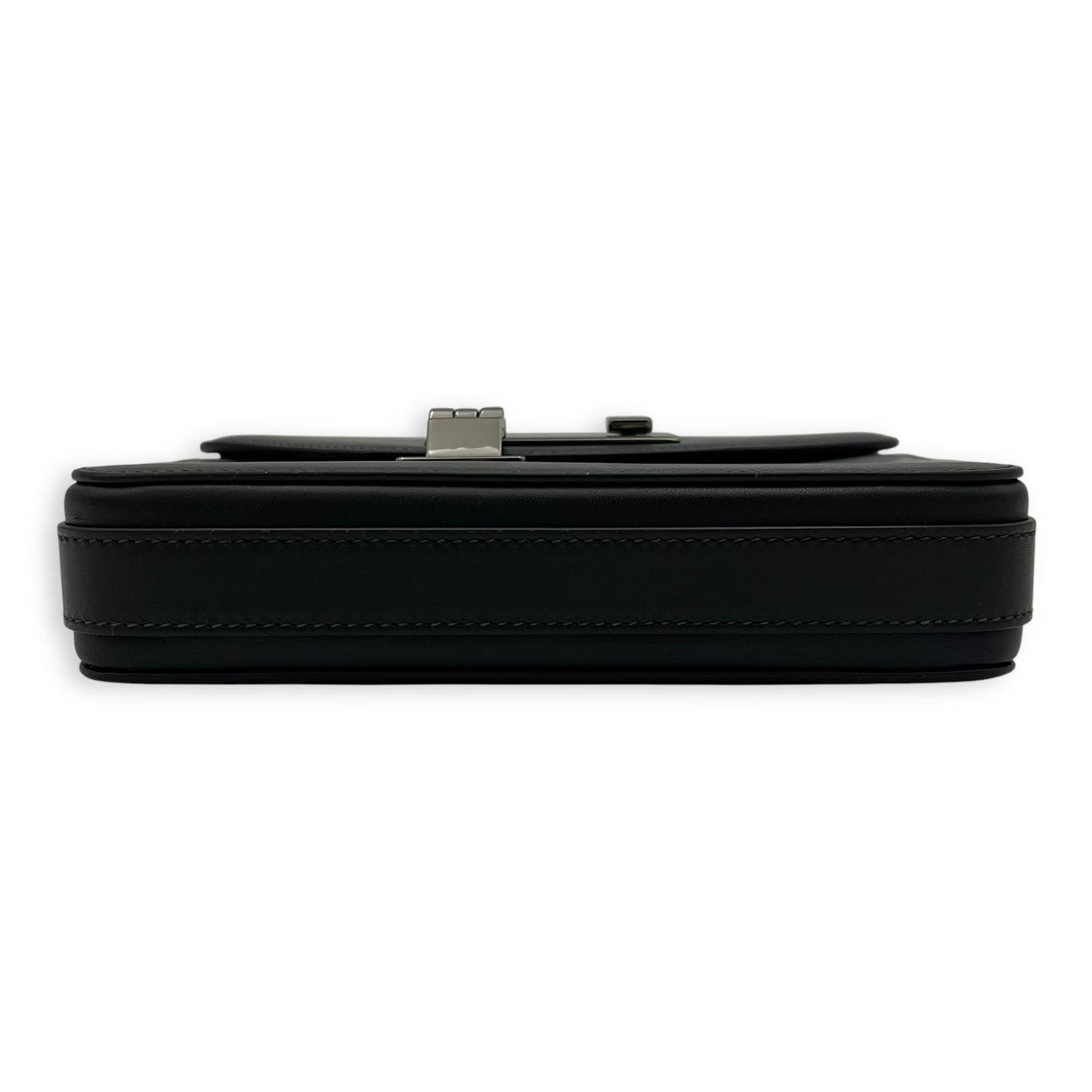 Lock Shoulder Bag Black in Calfskin, Silver hardware