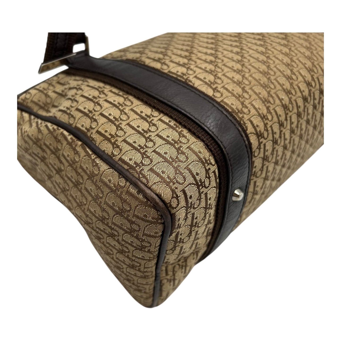 Trotteur Shoulder Bag Brown in Canvas, Silver hardware