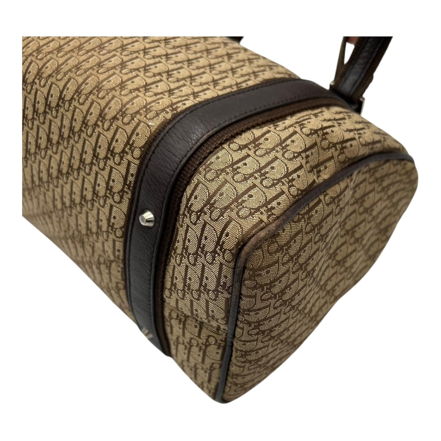 Trotteur Shoulder Bag Brown in Canvas, Silver hardware