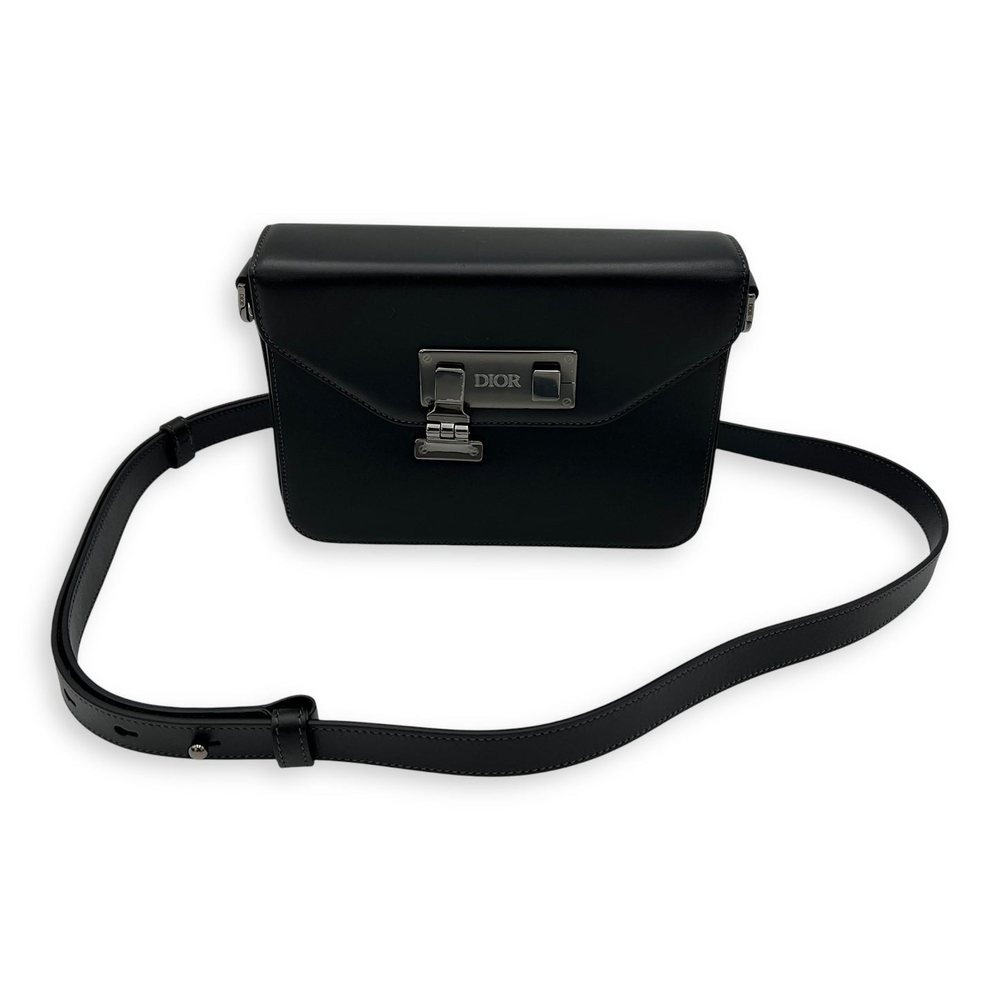 Lock Shoulder Bag Black in Calfskin, Silver hardware