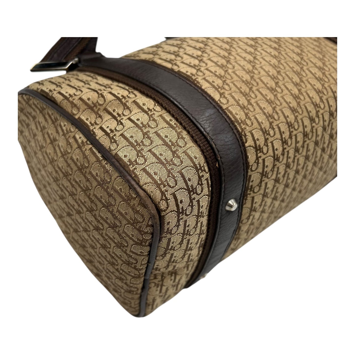Trotteur Shoulder Bag Brown in Canvas, Silver hardware