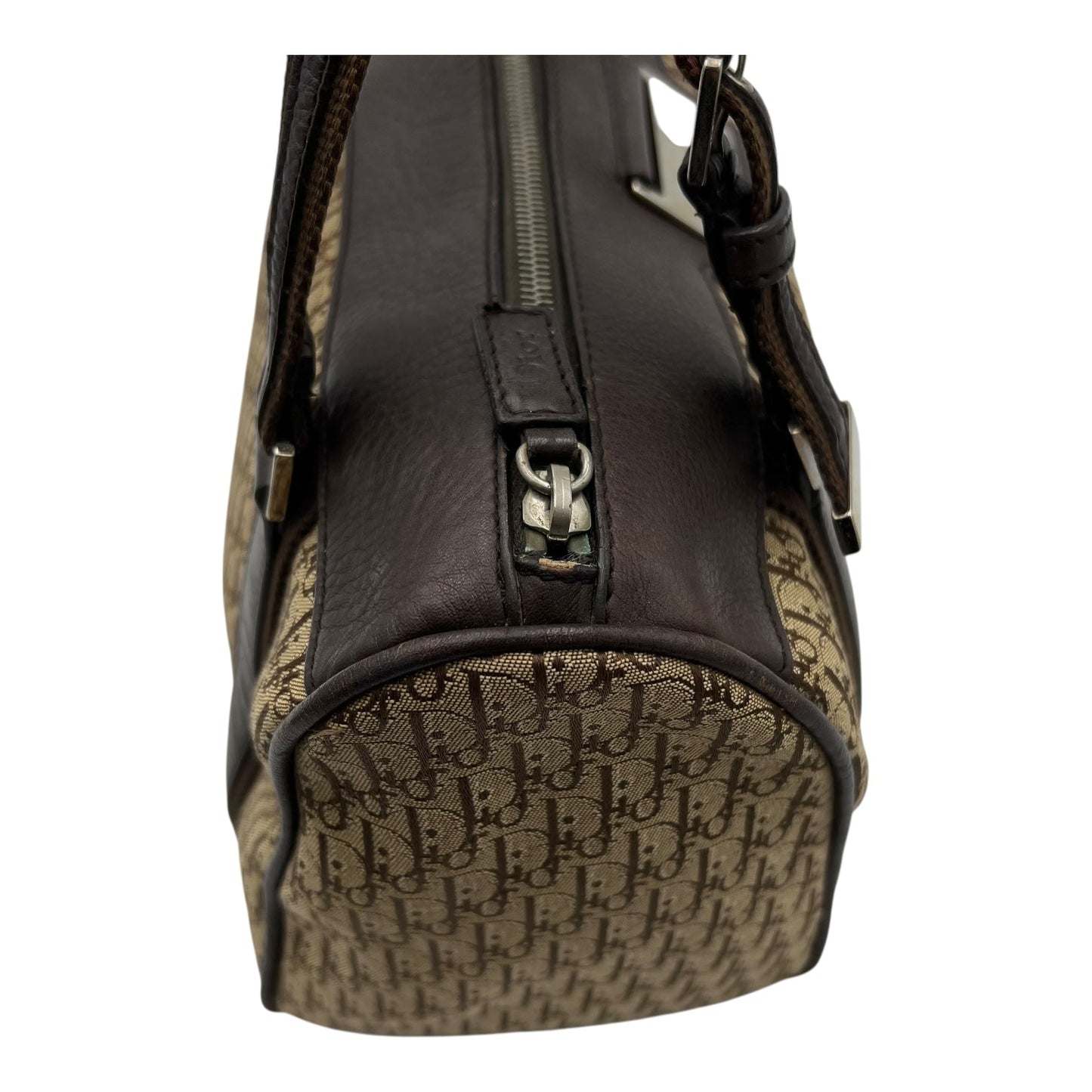 Trotteur Shoulder Bag Brown in Canvas, Silver hardware