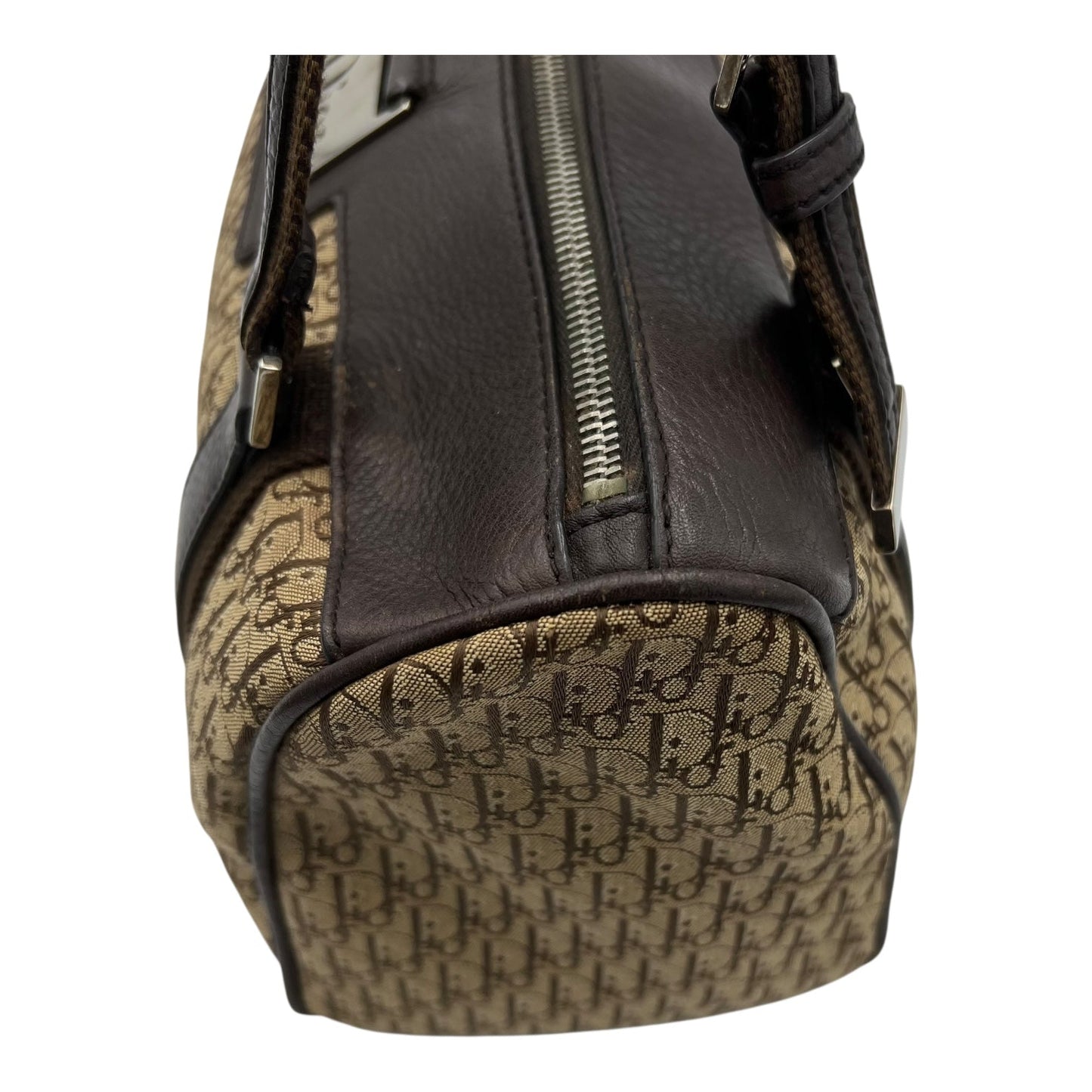 Trotteur Shoulder Bag Brown in Canvas, Silver hardware