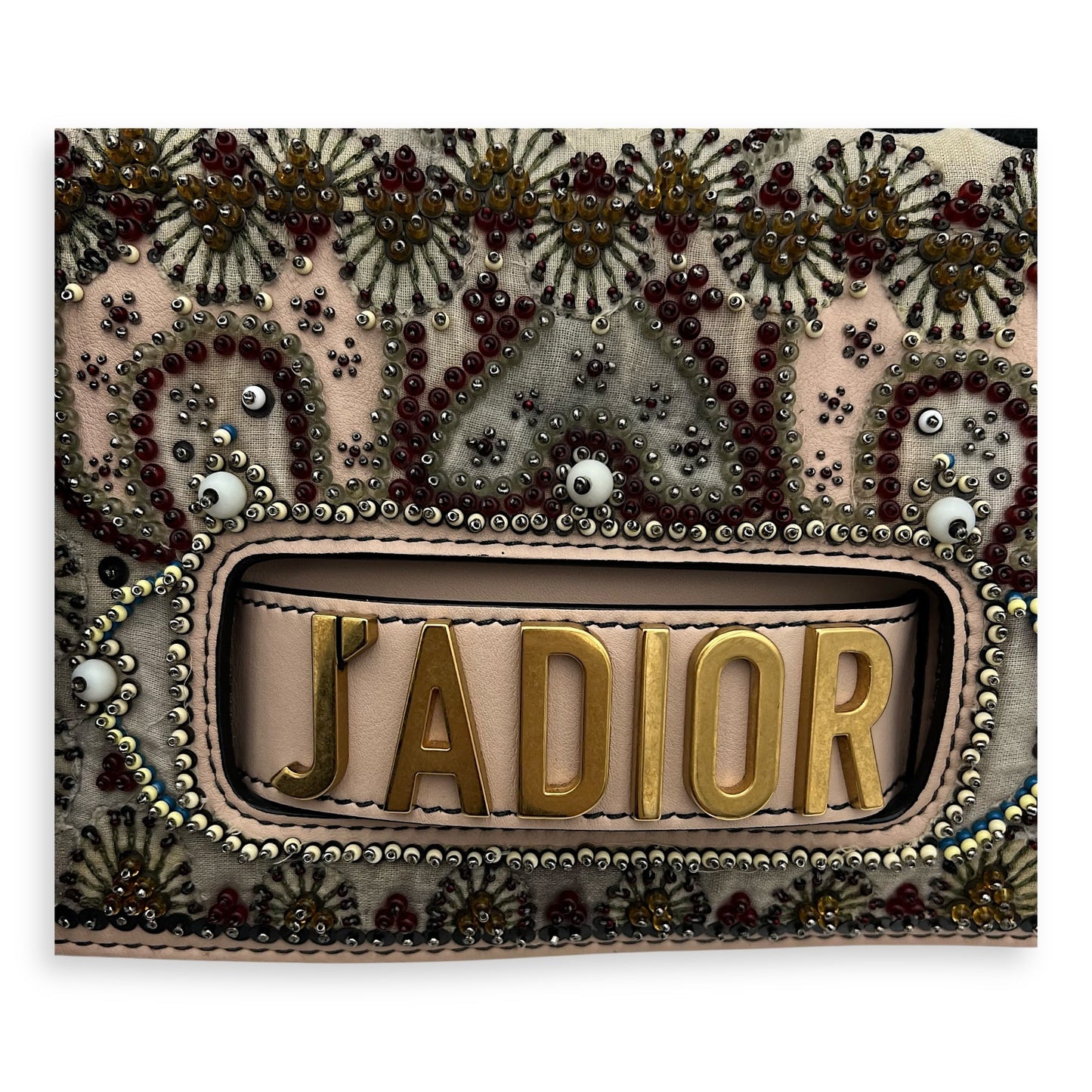 J'adior Shoulder Bag Pink in Calfskin, Gold hardware