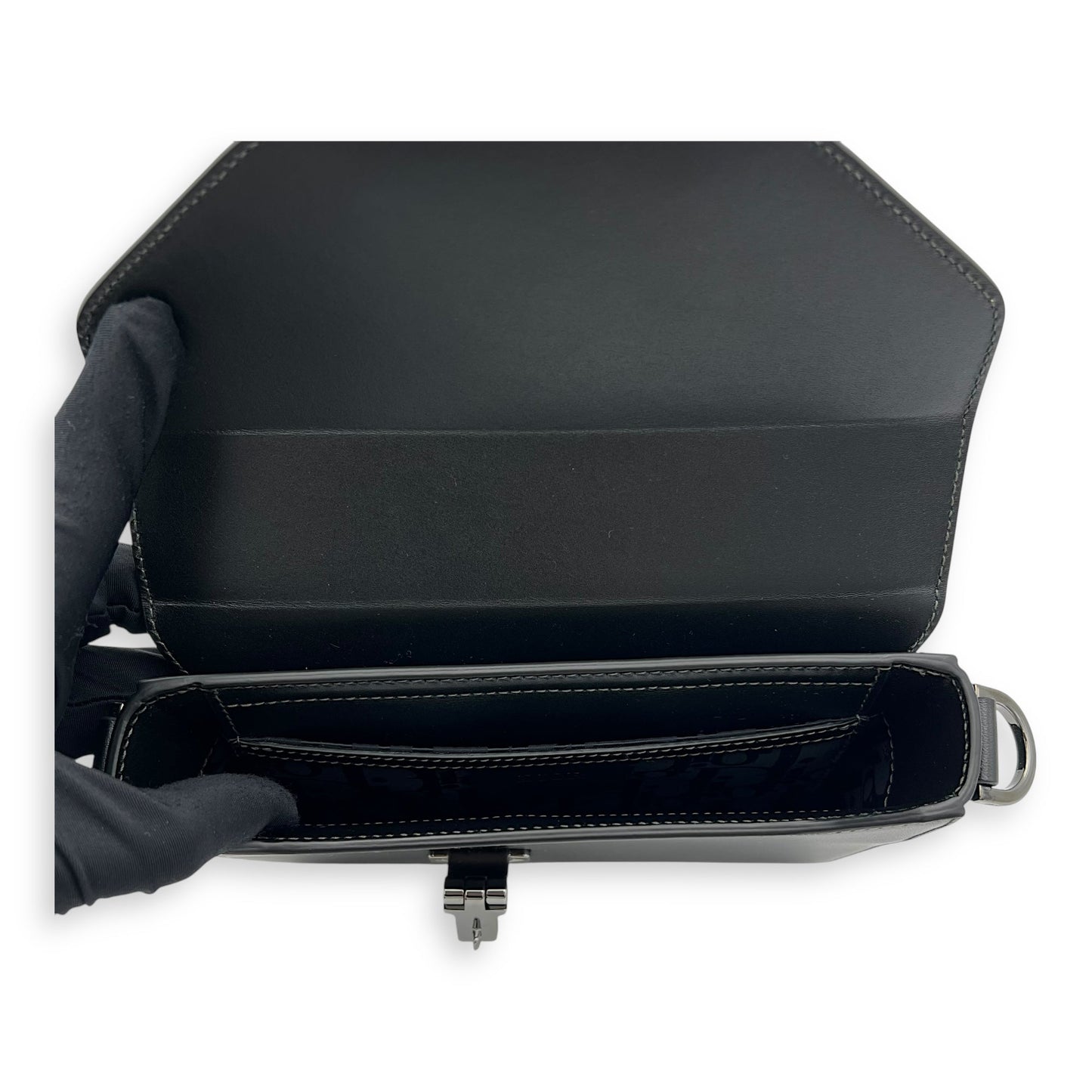 Lock Shoulder Bag Black in Calfskin, Silver hardware