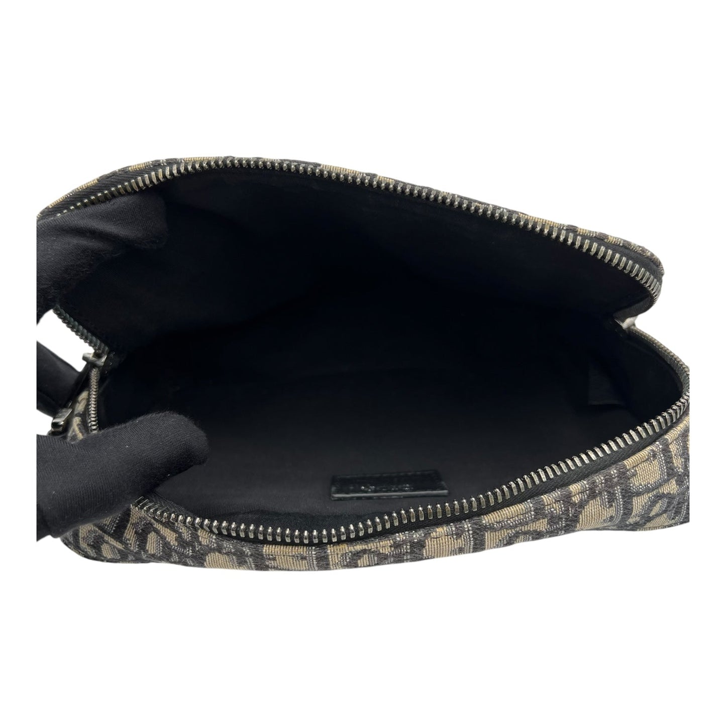 Safari Crossbody Bag Blue in Jacquard, Silver hardware