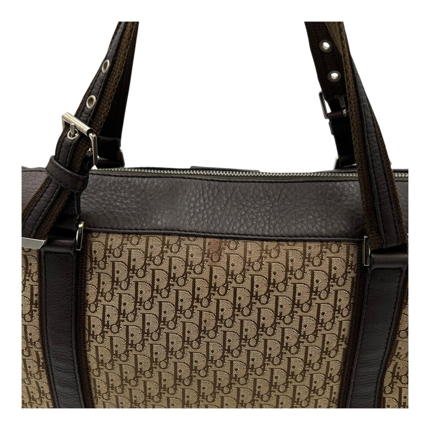 Trotteur Shoulder Bag Brown in Canvas, Silver hardware
