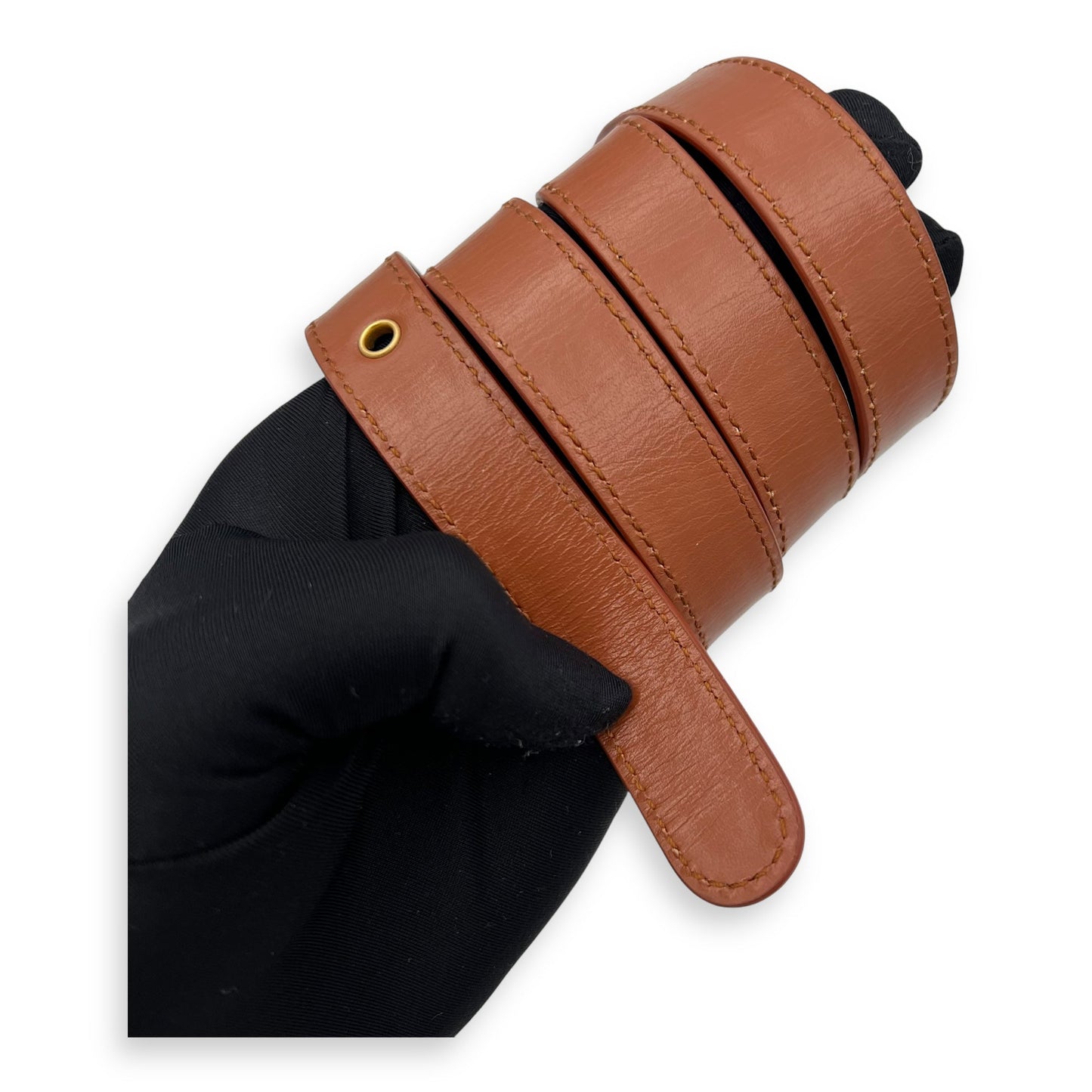 30 Montaigne Medium Brown Shoulder Bag in Calfskin, Gold hardware
