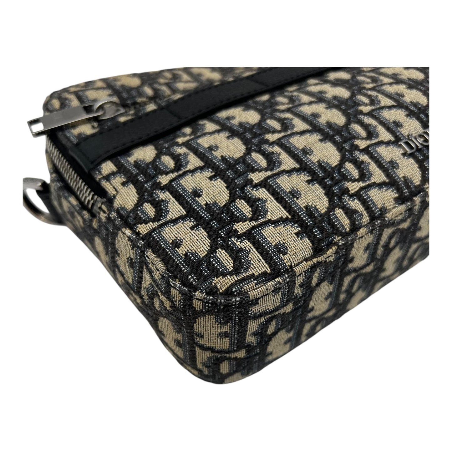 Safari Crossbody Bag Blue in Jacquard, Silver hardware