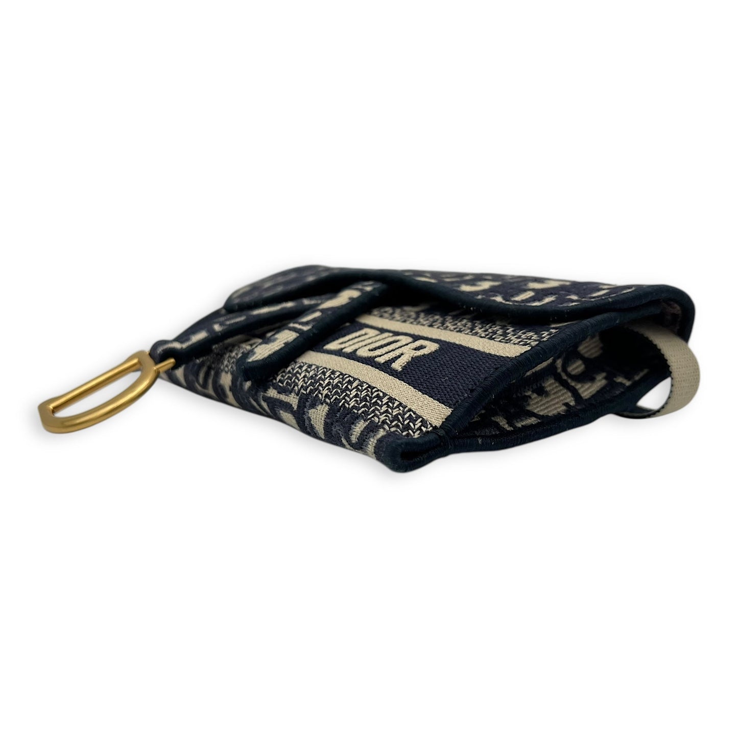 Saddle Shoulder Bag Blue in Jacquard, Gold hardware