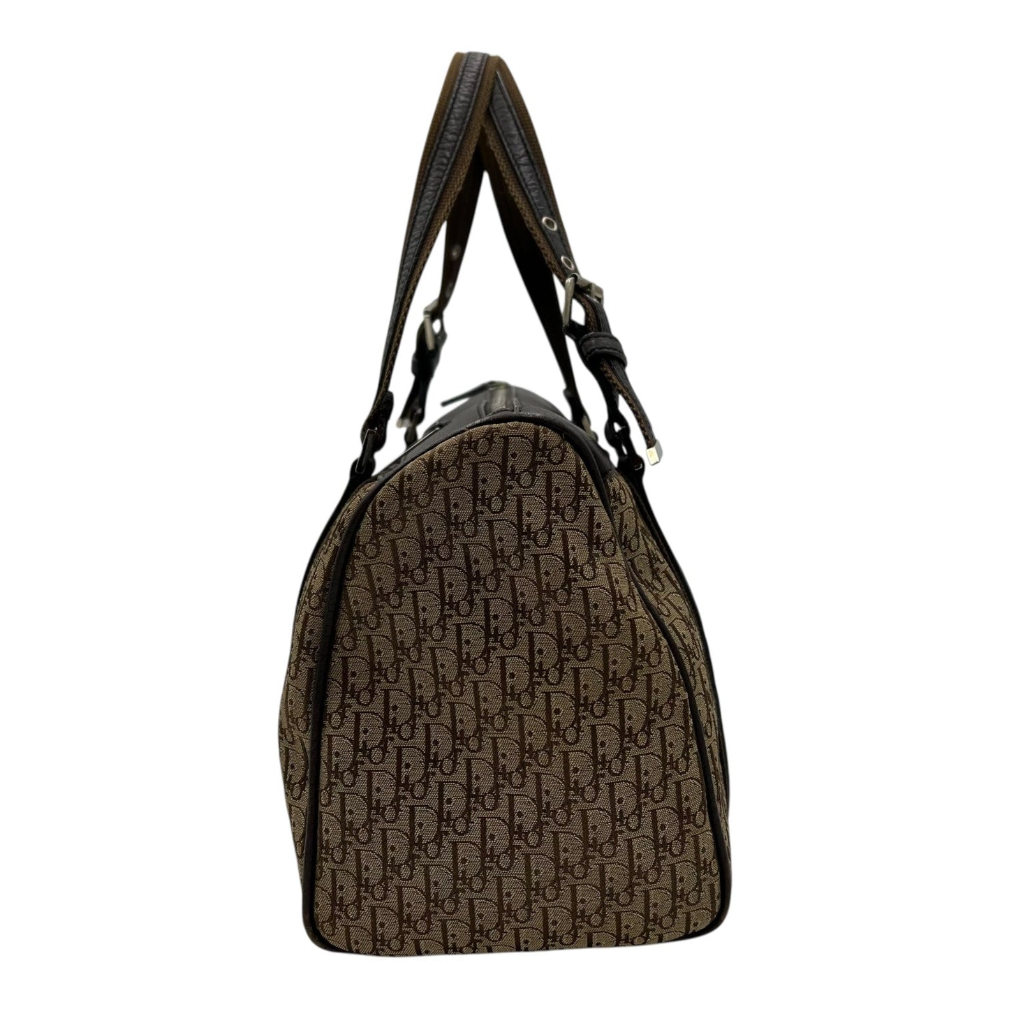 Trotteur Shoulder Bag Brown in Canvas, Silver hardware