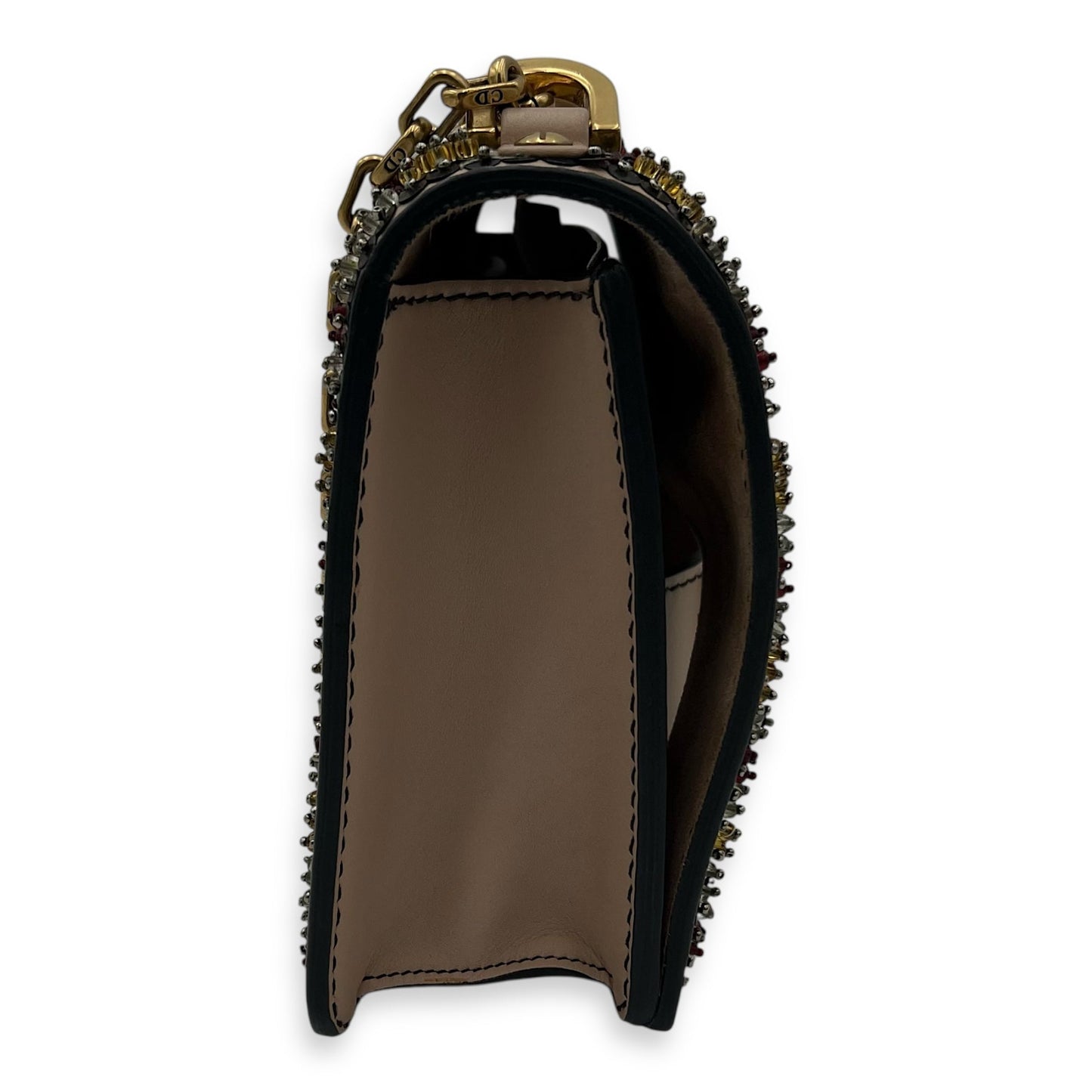 J'adior Shoulder Bag Pink in Calfskin, Gold hardware