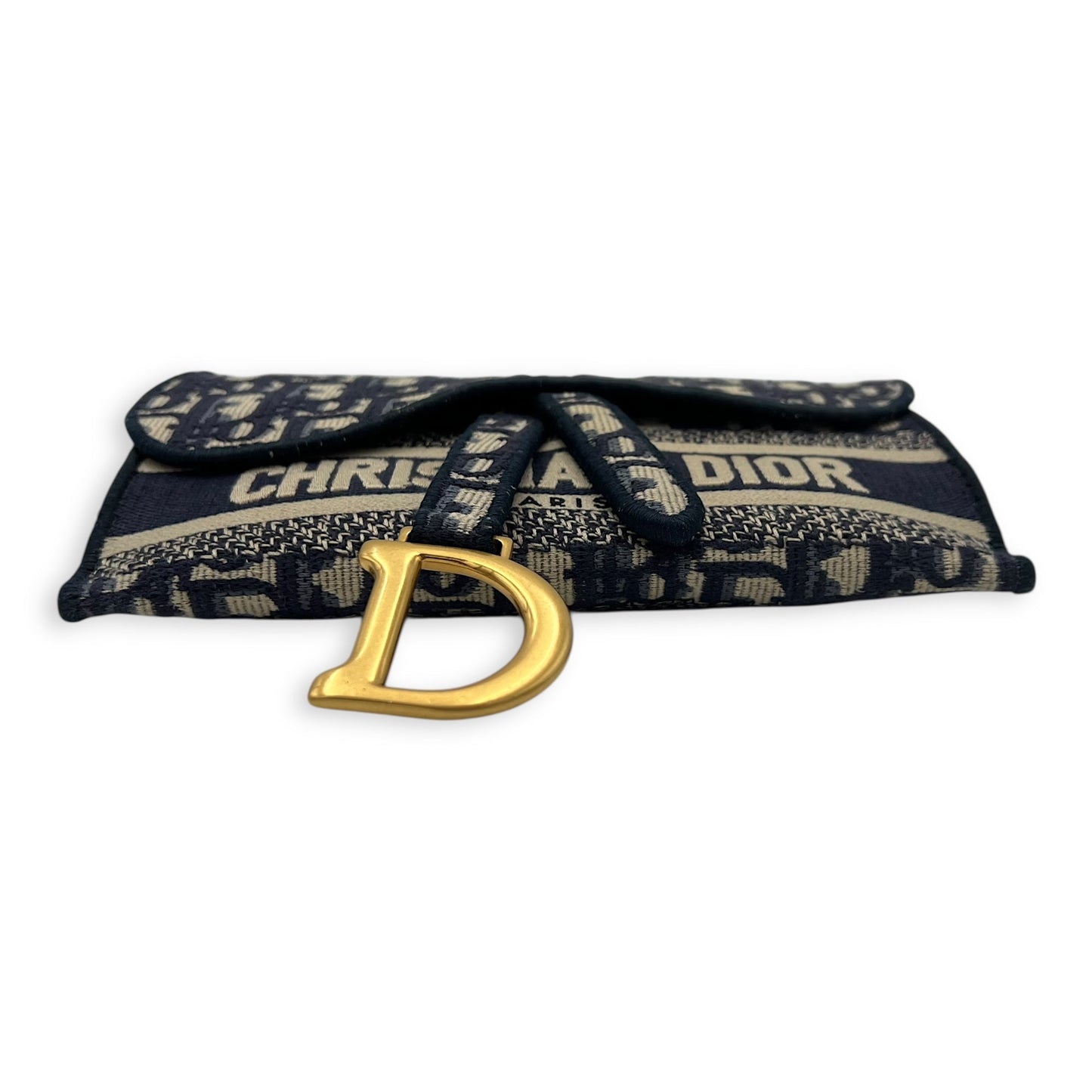 Saddle Shoulder Bag Blue in Jacquard, Gold hardware