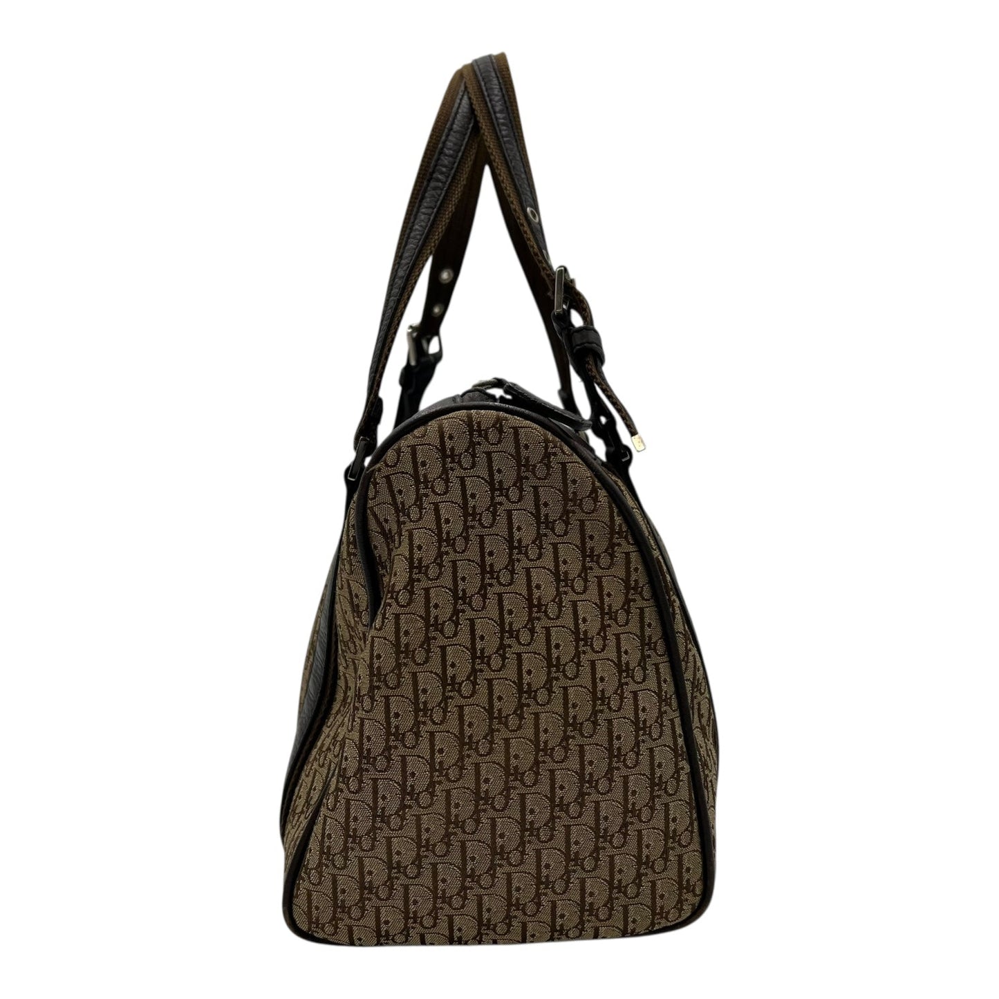 Trotteur Shoulder Bag Brown in Canvas, Silver hardware