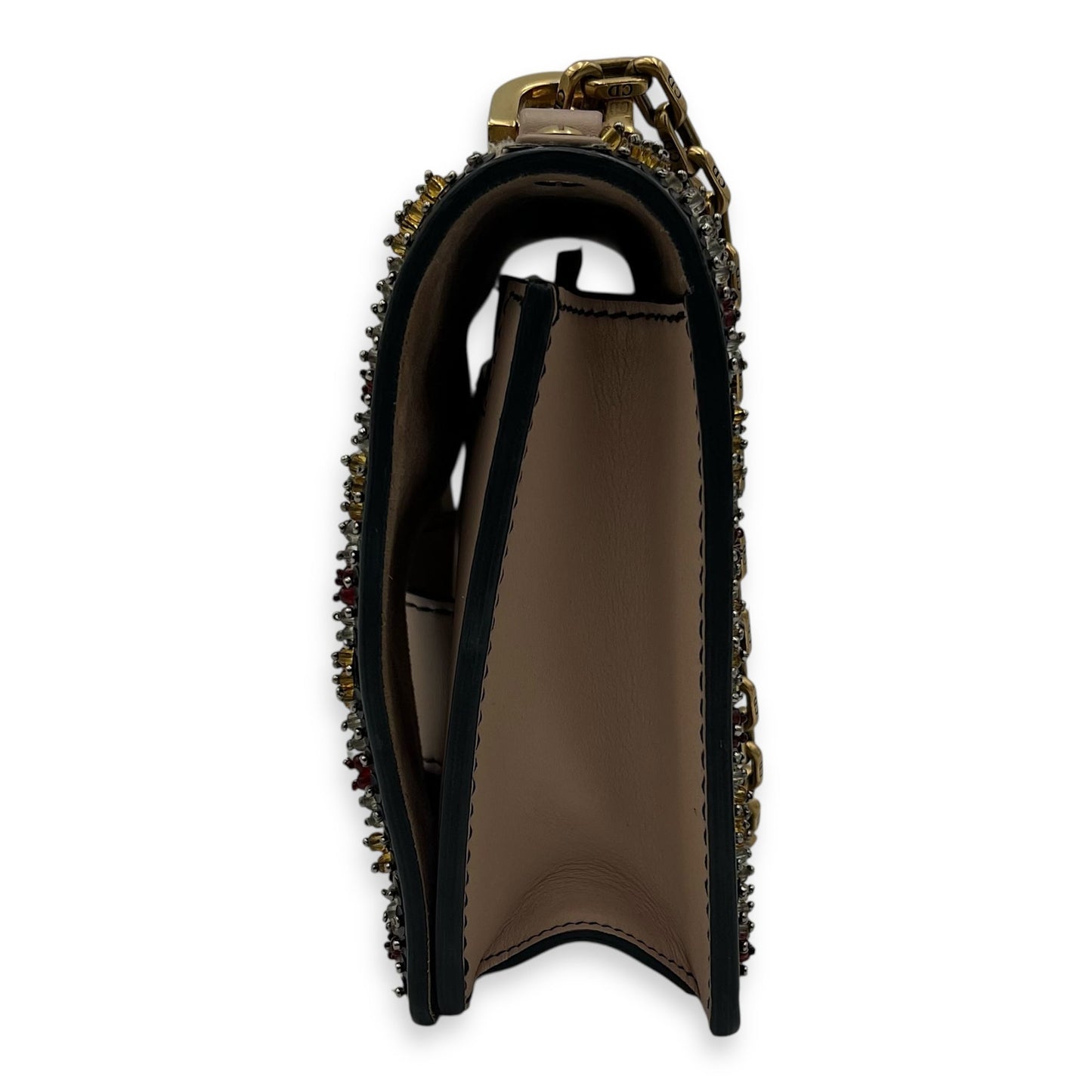 J'adior Shoulder Bag Pink in Calfskin, Gold hardware