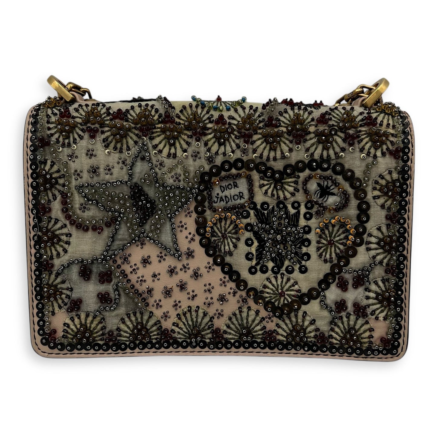 J'adior Shoulder Bag Pink in Calfskin, Gold hardware
