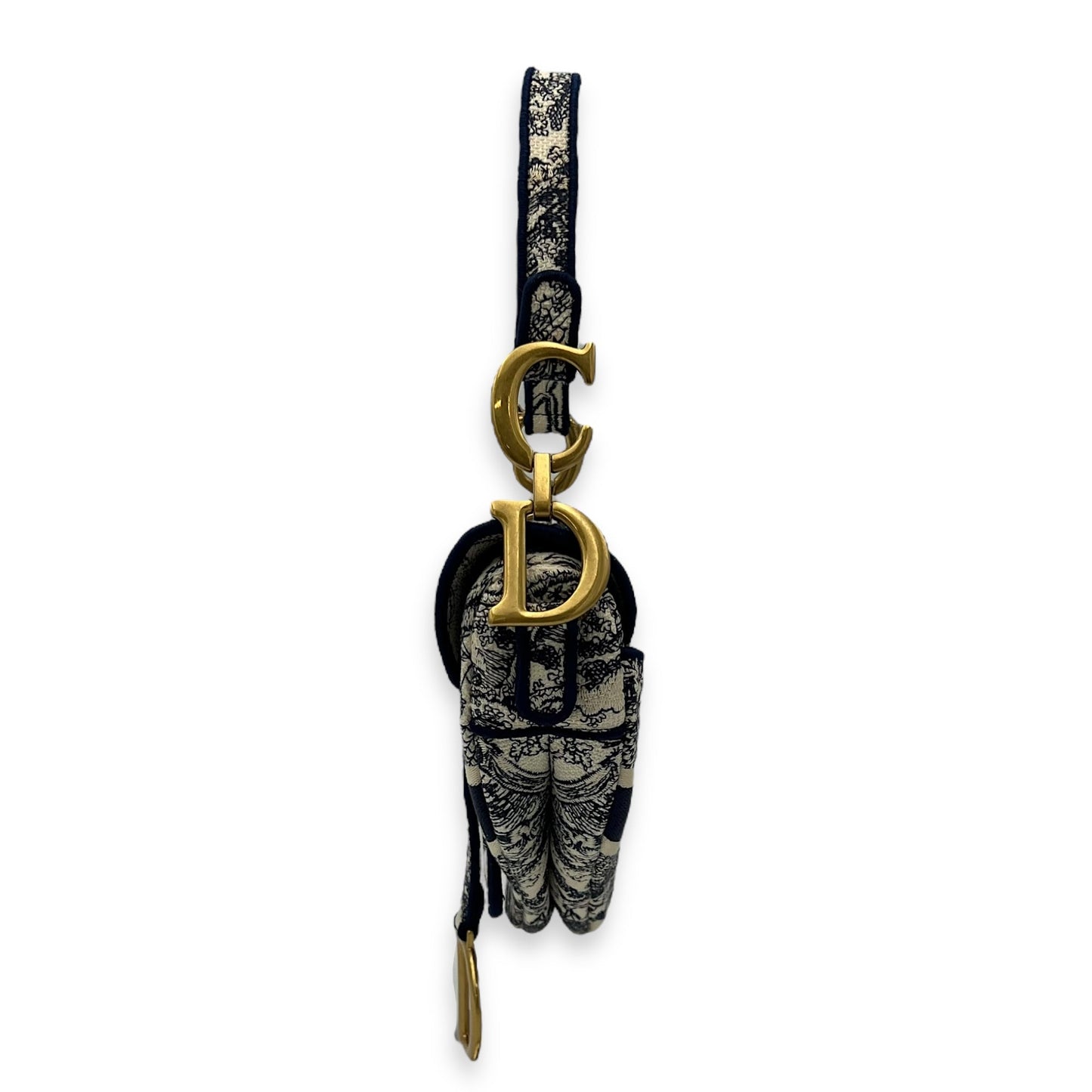 Saddle Shoulder Bag Blue in Jacquard, Gold hardware