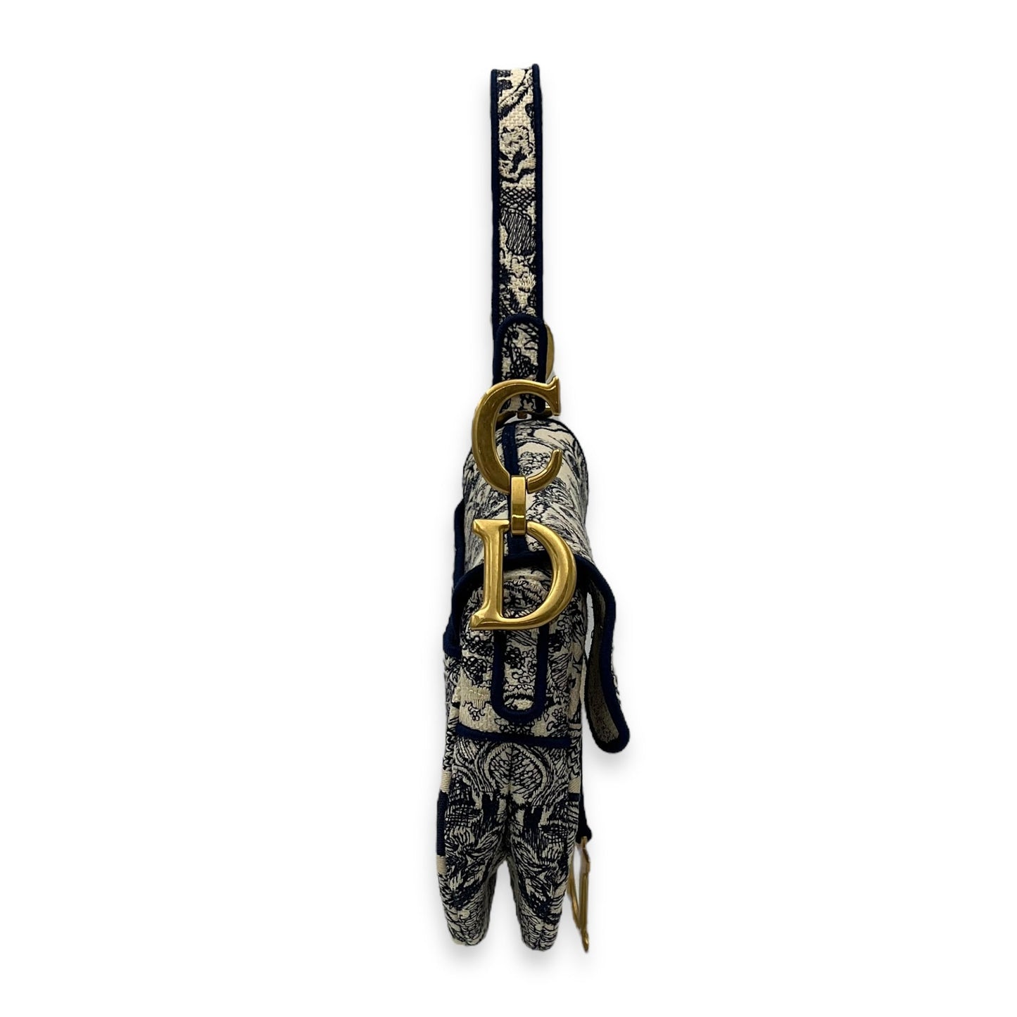 Saddle Shoulder Bag Blue in Jacquard, Gold hardware