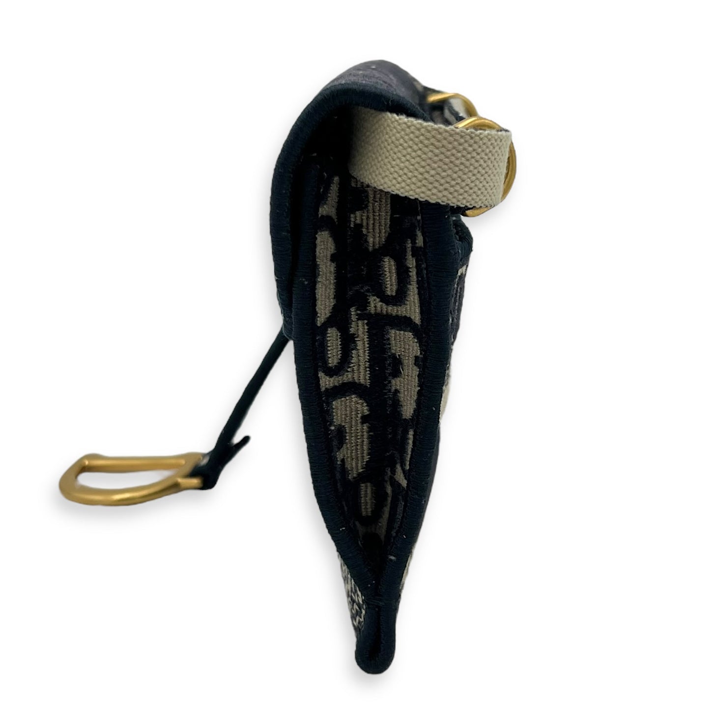 Saddle Shoulder Bag Blue in Jacquard, Gold hardware