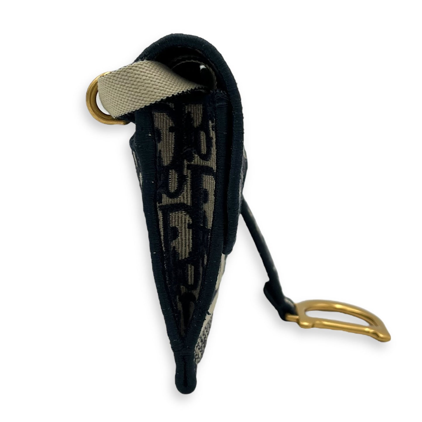 Saddle Shoulder Bag Blue in Jacquard, Gold hardware