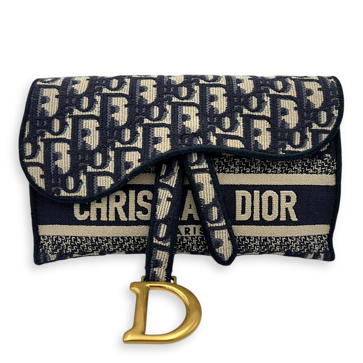 Saddle Shoulder Bag Blue in Jacquard, Gold hardware