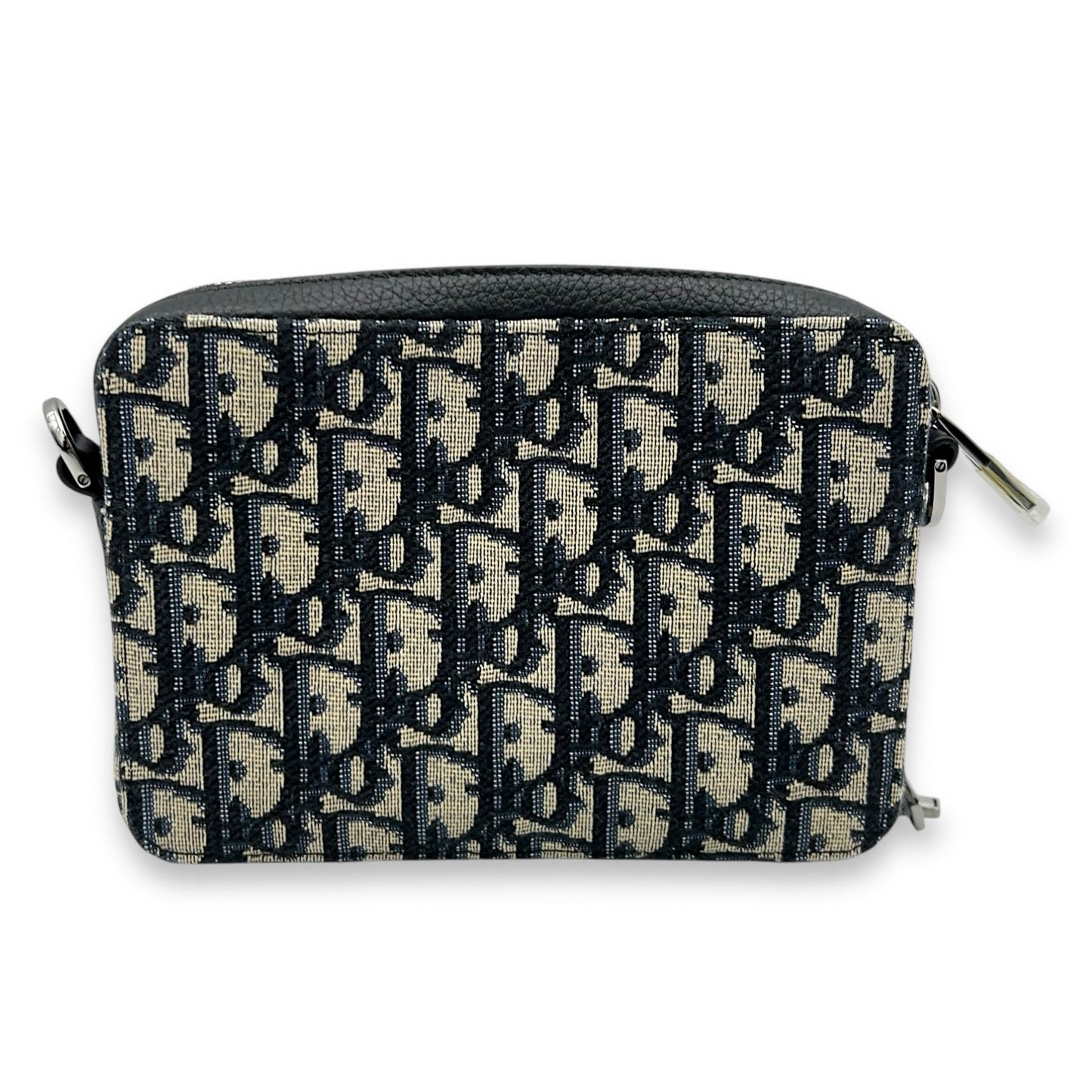 Zipped Pouch Oblique Blue Crossbody Bag in Jacquard, Silver hardware