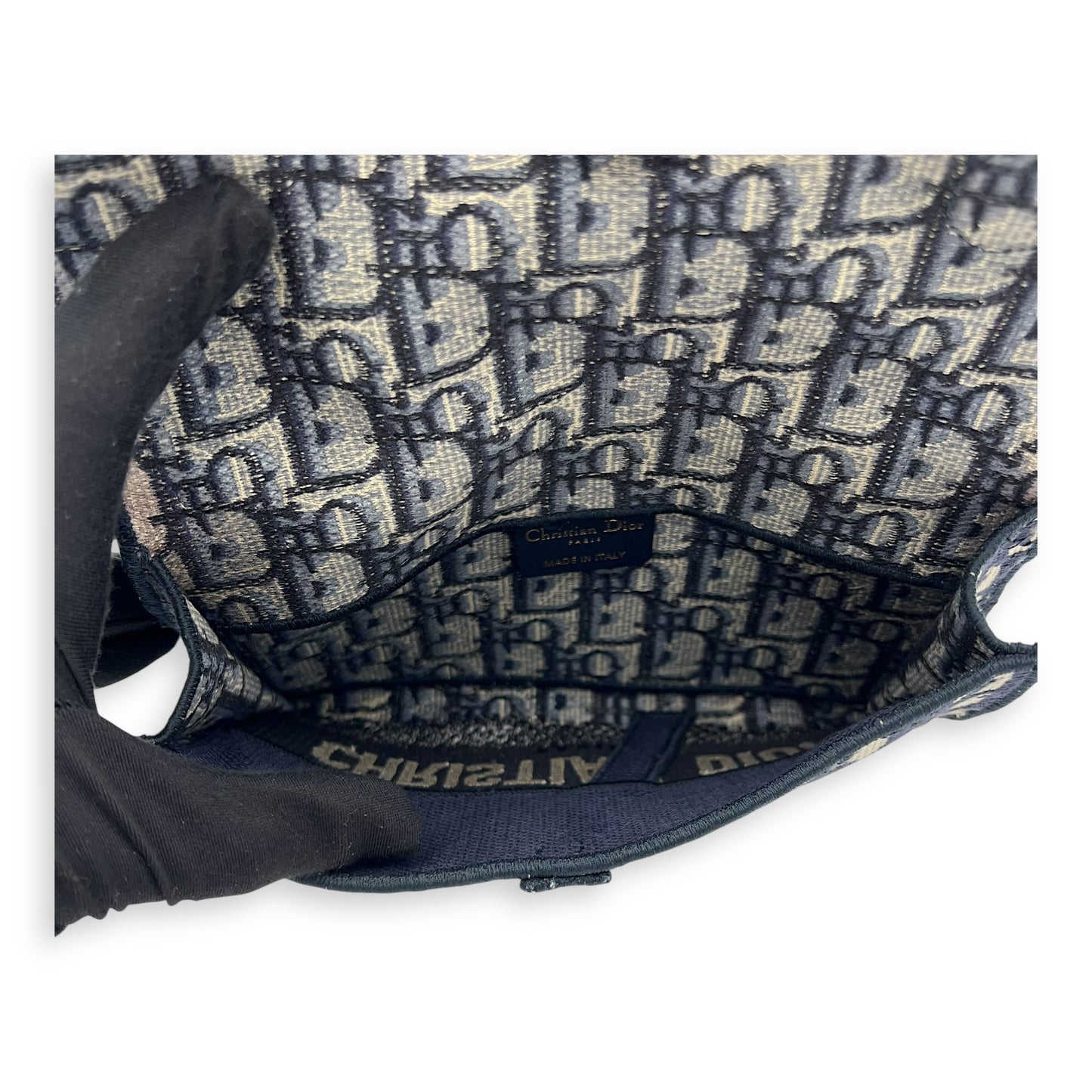 Saddle Shoulder Bag Blue in Jacquard, Gold hardware