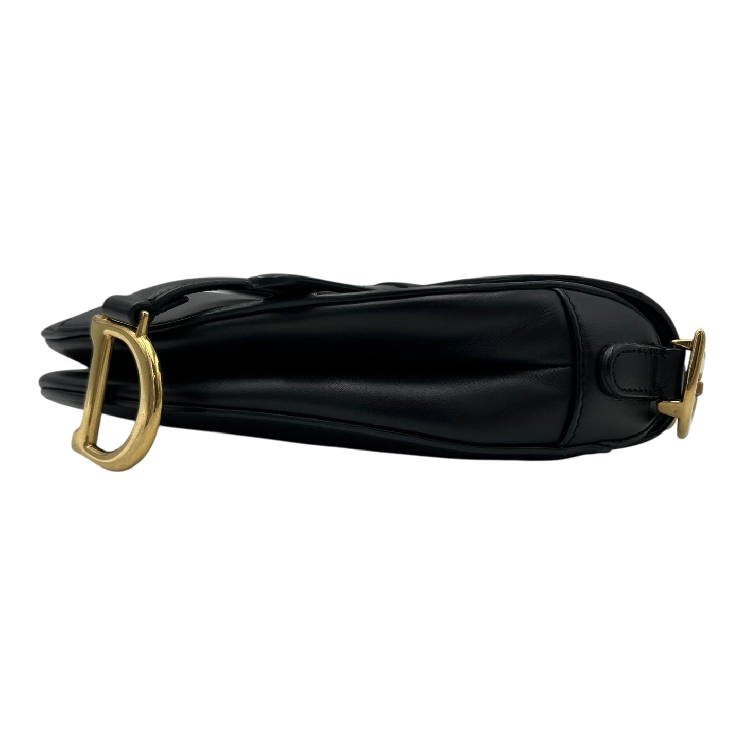 Saddle Shoulder Bag Mini Black in Calfskin, Gold hardware