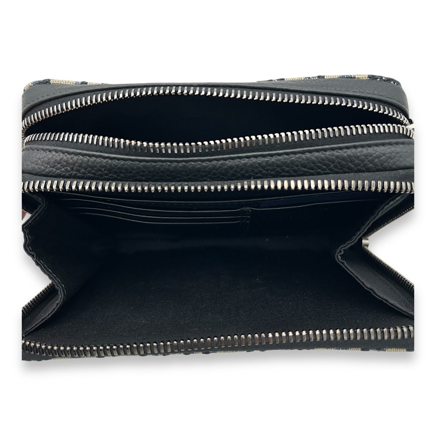 Zipped Pouch Oblique Blue Crossbody Bag in Jacquard, Silver hardware