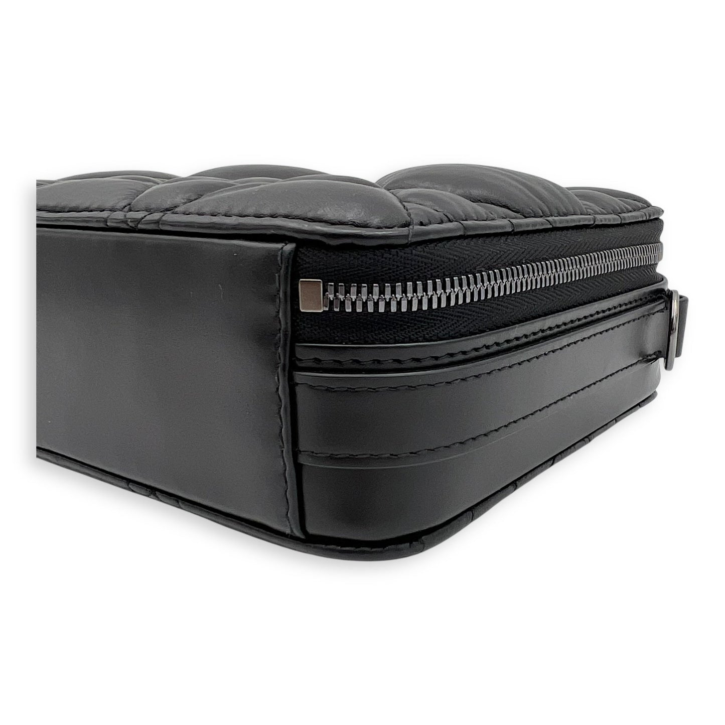 Caro Shoulder Bag Box Black in Calfskin, Gunmetal hardware